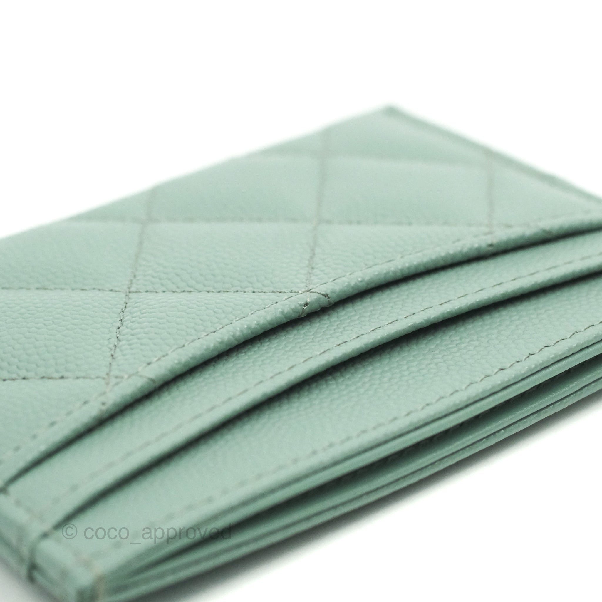 Chanel Classic Flat Card Holder in Tiffany Blue - Caviar Leather with Gold Hardware | Perfect for Everyday Use & Gift Giving