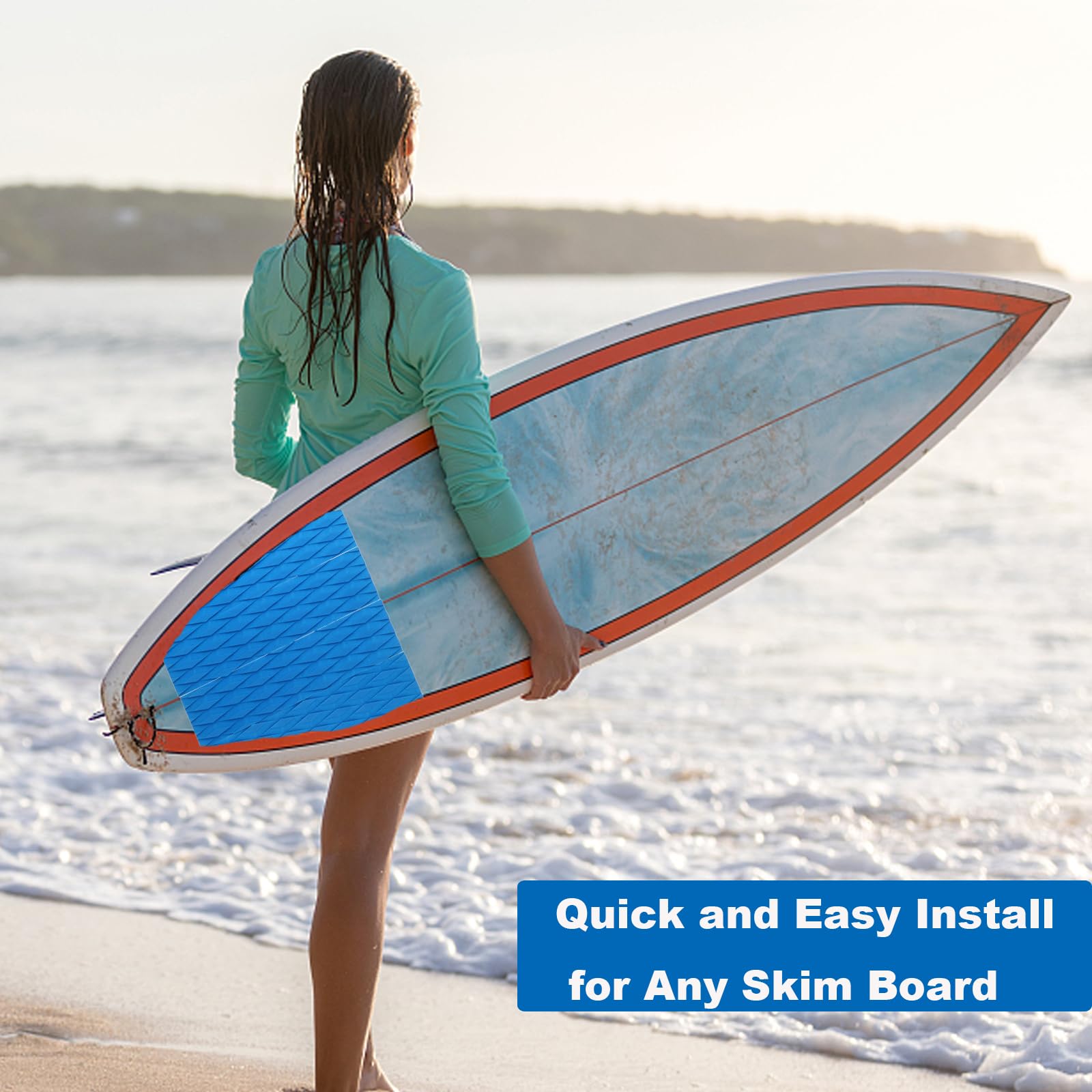 4-Piece Surfboard Traction Pads - Non-Slip EVA Front Deck Grip for Surfboards, Longboards, Shortboards, Funboards, Fish & Skimboards - Perfect for Surfing, Kayaking & Water Sports