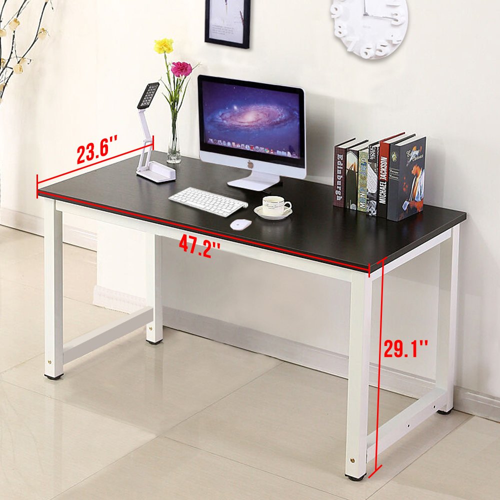 Ergonomic Computer Desk for Home Office - Adjustable Laptop Workstation with Storage Shelf, Study Desk for Small Spaces (Black) - Perfect for Remote Work, Gaming & Online Learning