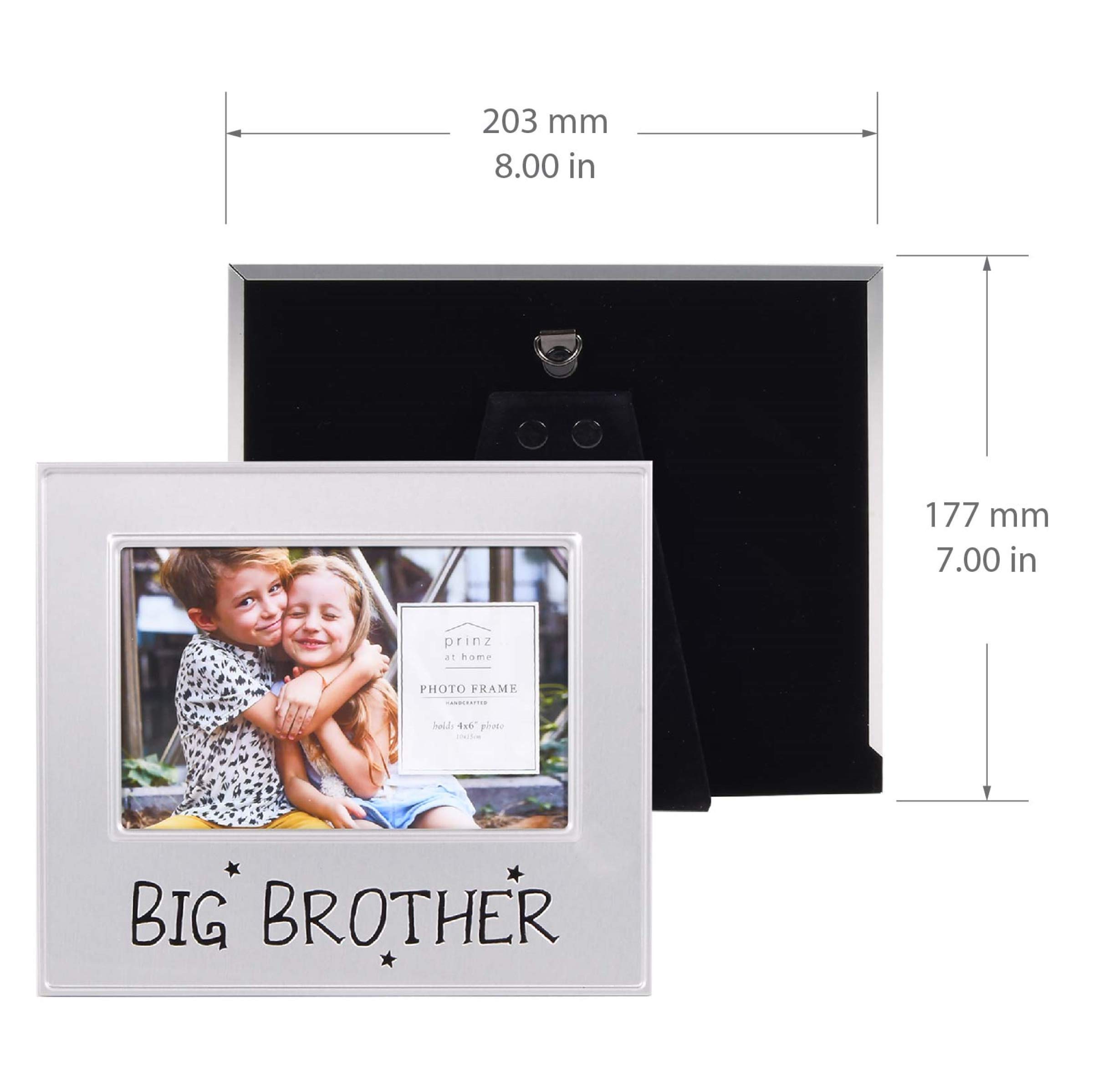 Prinz Moments 4x6 Big Brother Silver Metal Picture Frame - 6x4 Inch Photo Display for Home, Office & Gifts | Perfect for Family Photos, Graduation & Wedding Memories