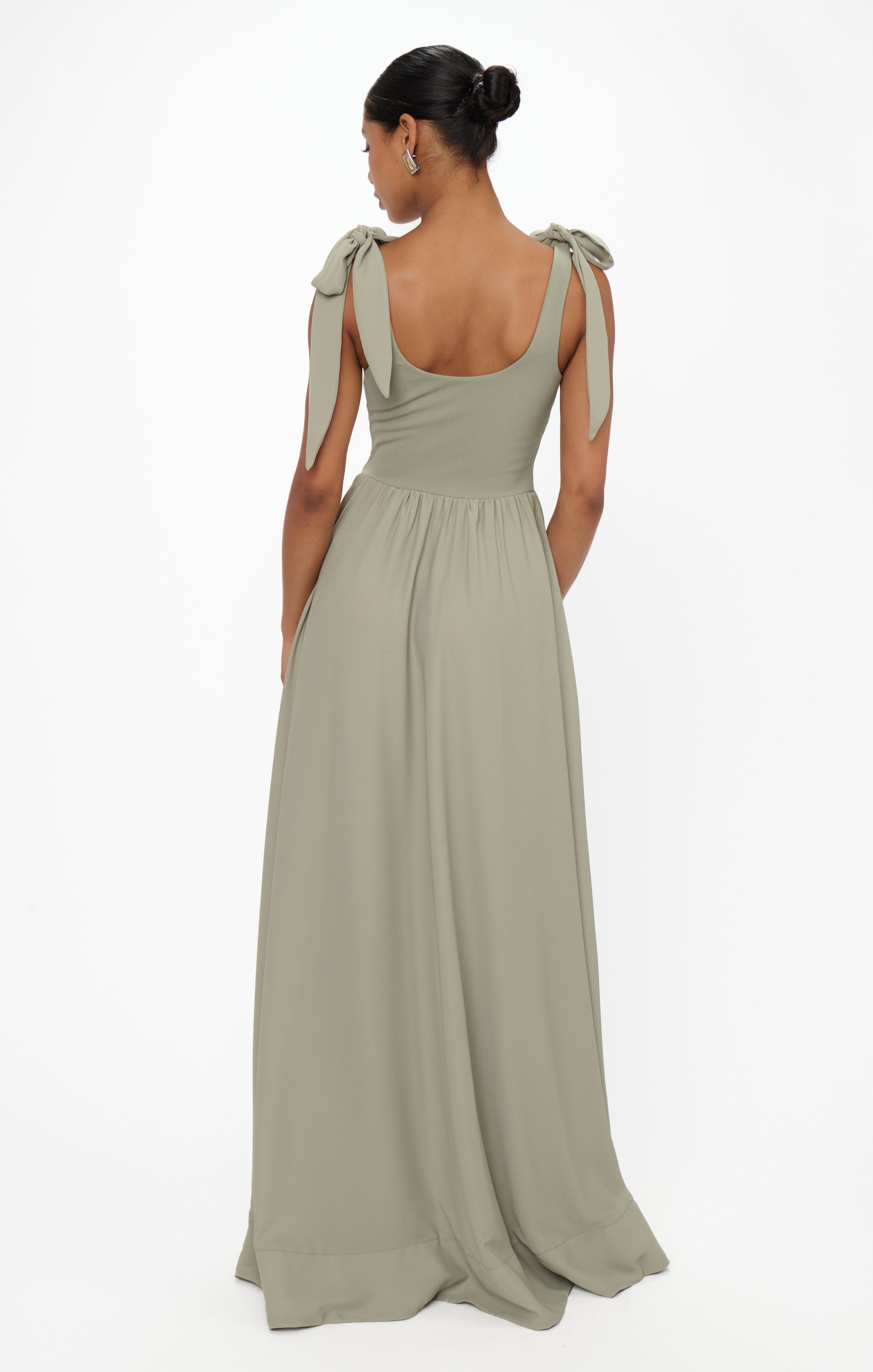 Harper Maxi Dress for Women - Moss Green Flowy Long Dress for Summer, Beach, Vacation & Casual Wear | Elegant Boho Style with Crisp Fabric