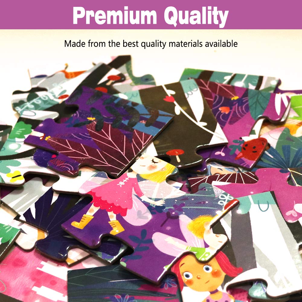 Premium 24-Piece Princess Floor Puzzle for Kids Ages 3-8 - Giant Fairy Forest Jigsaw Puzzle for Girls & Boys - Educational Toddler Toy for Birthday Gifts & Classroom Learning Activities