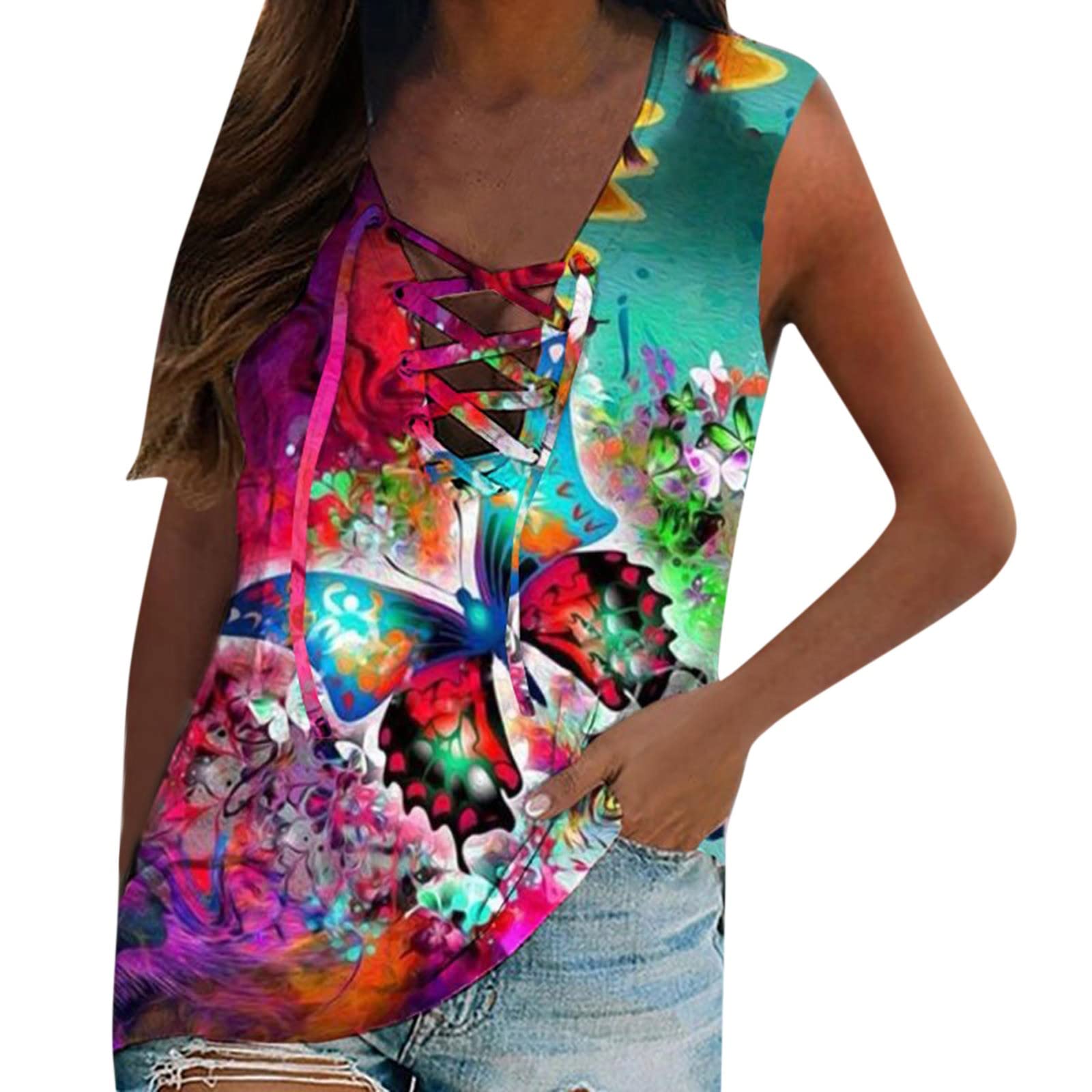 Women's Sleeveless T-Shirt - National Style Printed Muscle Tank Top for Women (Black) | Perfect for Summer Outfits, Gym Wear & Casual Fashion