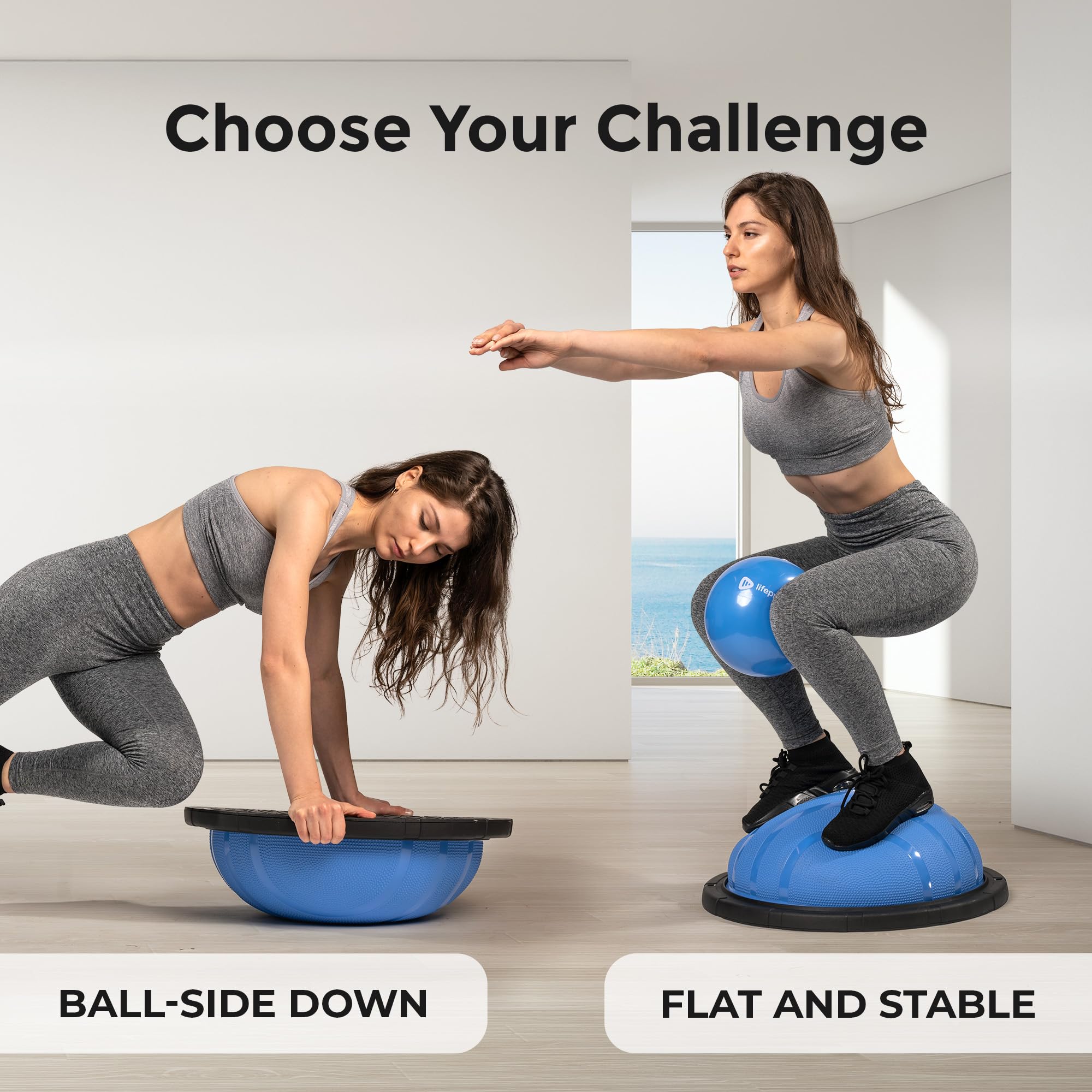 Lifepro Half Balance Ball Trainer - Stability Exercise Ball for Core Workouts, Yoga, Pilates & Physical Therapy - Non-Slip Home Gym Equipment for Balance Training & Fitness - Perfect for Home, Office & Rehabilitation Centers