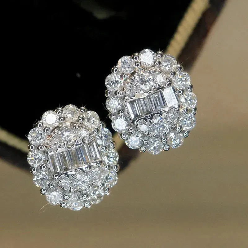 18K White Gold Diamond Stud Earrings for Women - 1.0 Carat Natural Real Diamond Luxury Wedding Jewelry Set - Perfect for Bridal, Anniversary, and Special Occasion Gifts