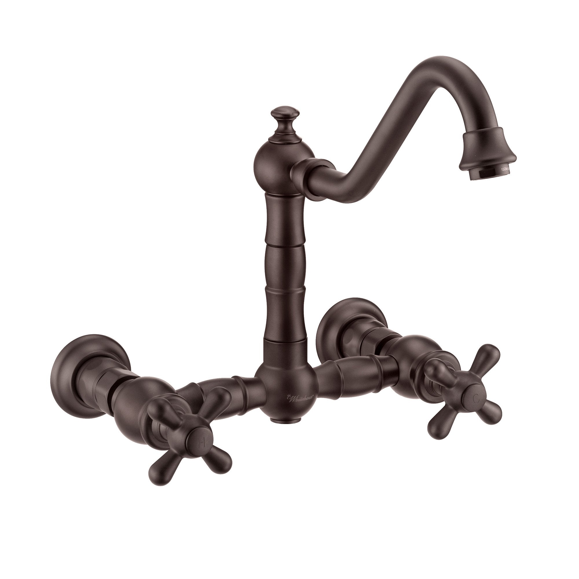 Wall Mount Faucet with Long Traditional Swivel Spout, Cross Handles & Solid Brass Side Spray - Perfect for Farmhouse, Vintage, and Traditional Kitchen Sinks
