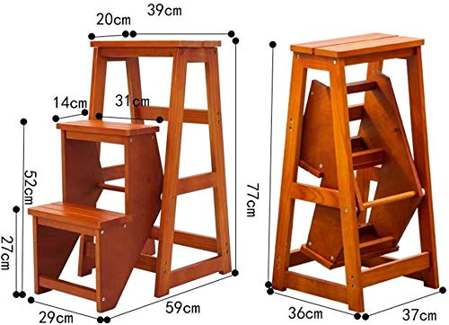 3-Tier Solid Wood Folding Step Stool for Kitchen, Home & Indoor Use - Multifunctional Ladder Stool, Compact & Space-Saving Step Chair for Adults & Kids - Perfect for Reaching High Shelves, Cabinets & Storage