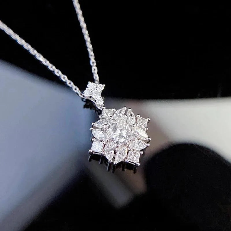 18K White Gold Diamond Pendant Necklace for Women - Luxury Shiny Wedding Jewelry with Real Natural Diamonds | Perfect for Bridal, Anniversary & Special Occasion Gifts
