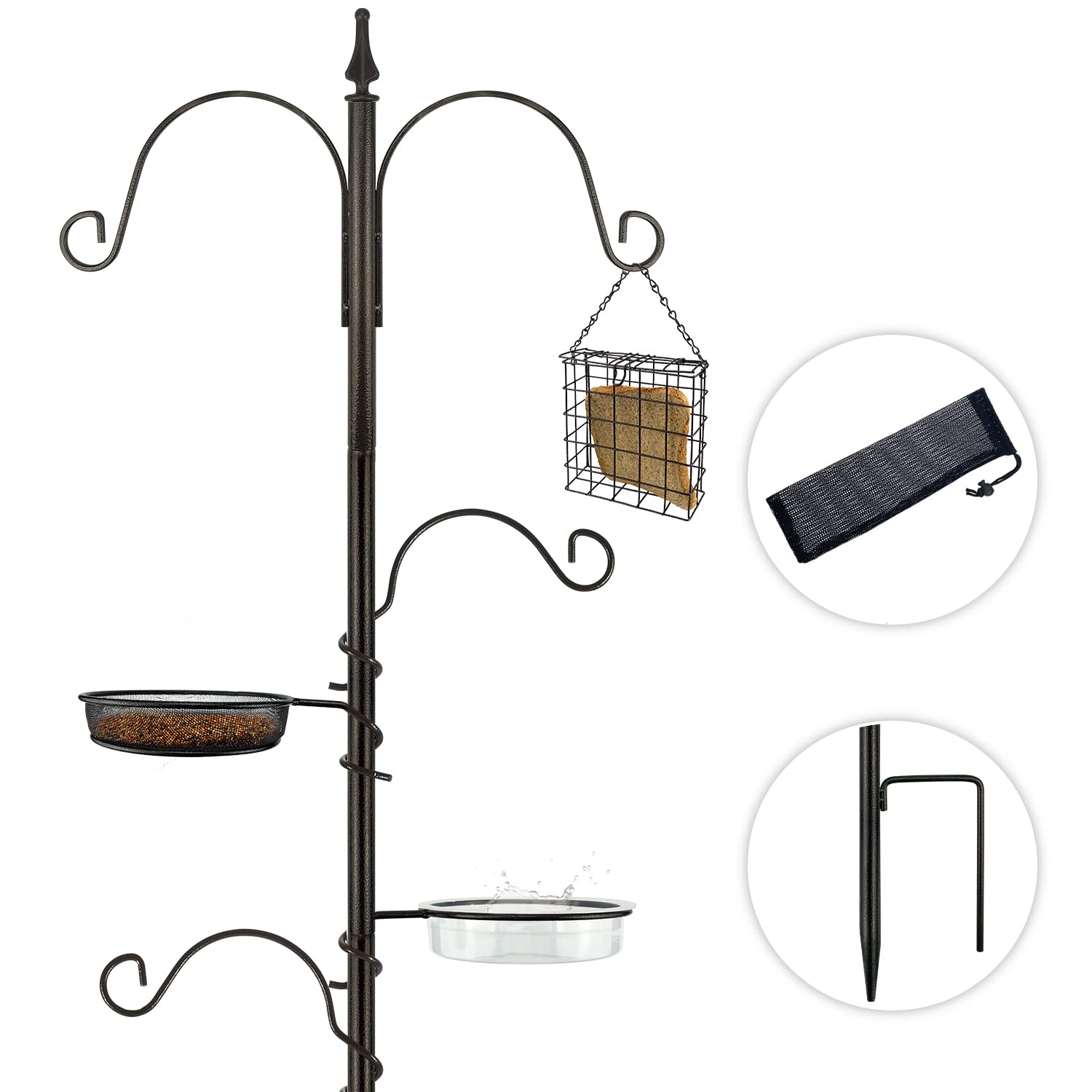 Premium Bird Feeding Station Kit - Multi Feeder Hanging Set with Suet Cage, Bird Bath & Finch Sock - Attract Wild Birds to Your Garden - Perfect for Backyard, Patio & Outdoor Bird Watching