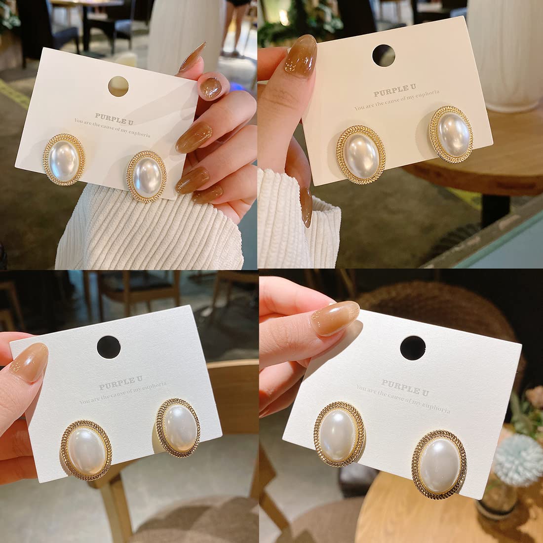 Elegant Gold-Toned Yellow Chime Pearl Stud Earrings for Women & Girls | Oval Shape Fashion Jewelry | Perfect for Parties, Weddings & Daily Wear