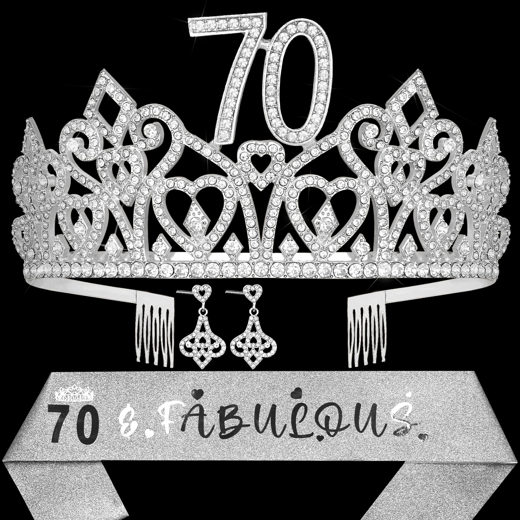 70th Birthday Gifts for Women - Elegant Birthday Decorations Set with Sash & Crown - Perfect for 70th Birthday Party Decorations, Milestone Celebrations & Special Occasions