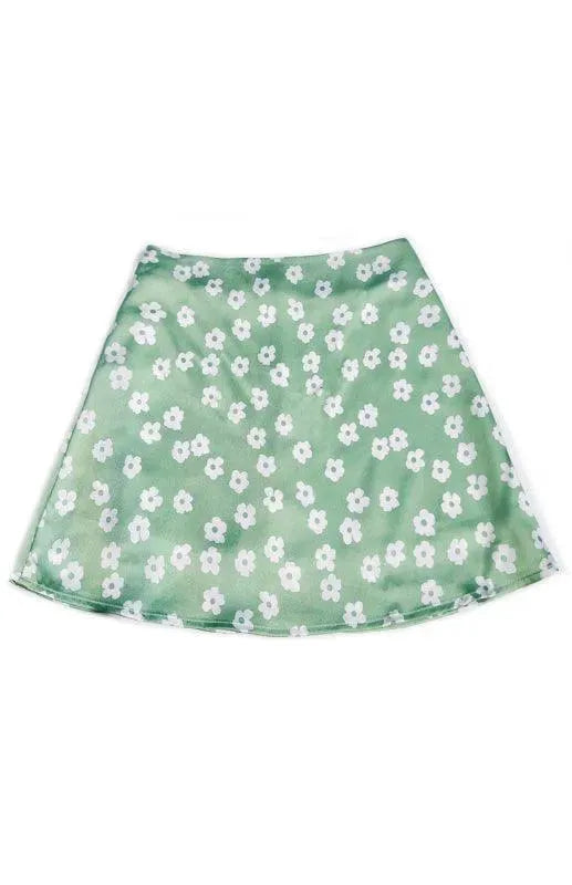 Women's High Waist Satin Printed A-Line Mini Skirt - Sexy Stretchy Party Skirt for Night Out, Club, Date Night & Summer Outfits