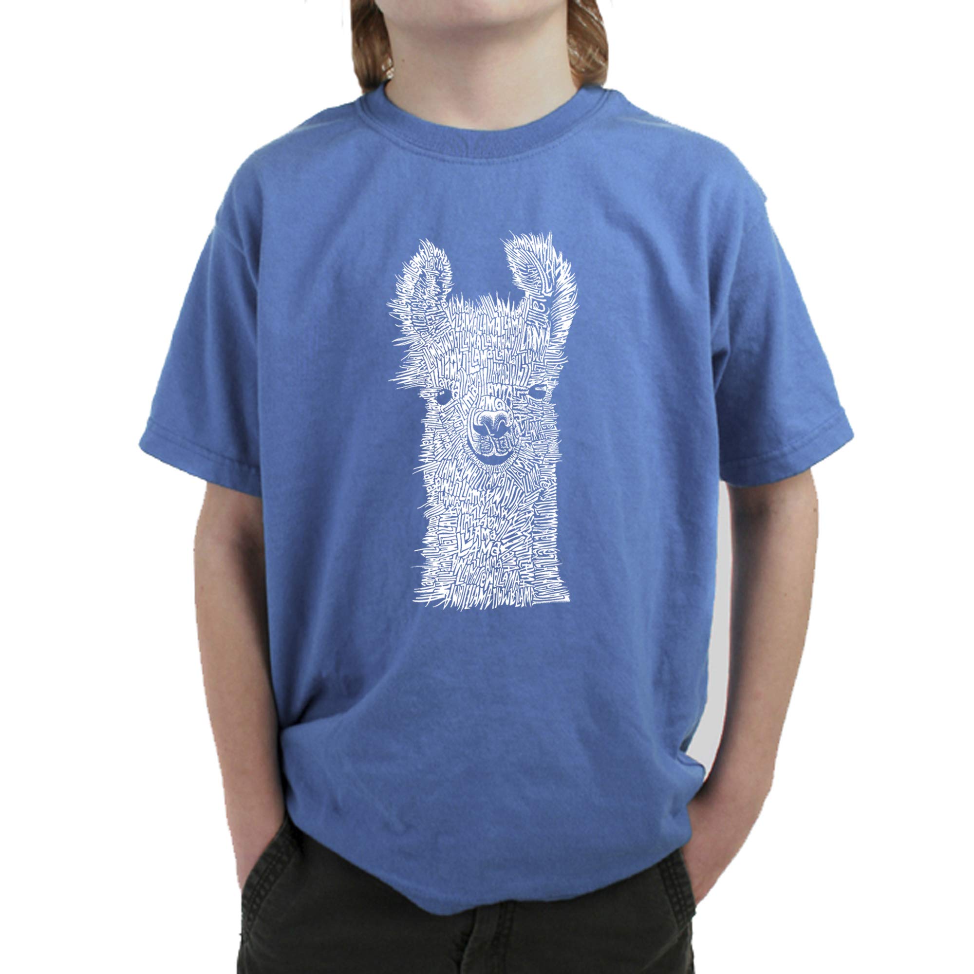 LA POP ART Boys' Word Art Graphic T-Shirt - Cute Llama Design | Trendy Casual Wear for Kids, School, and Playdates