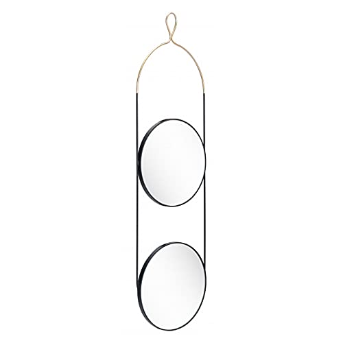 Gold & Black Steel Round Hanging Mirror with MDF Frame - Elegant Wall Decor for Living Room, Bedroom, or Entryway - HomeRoots