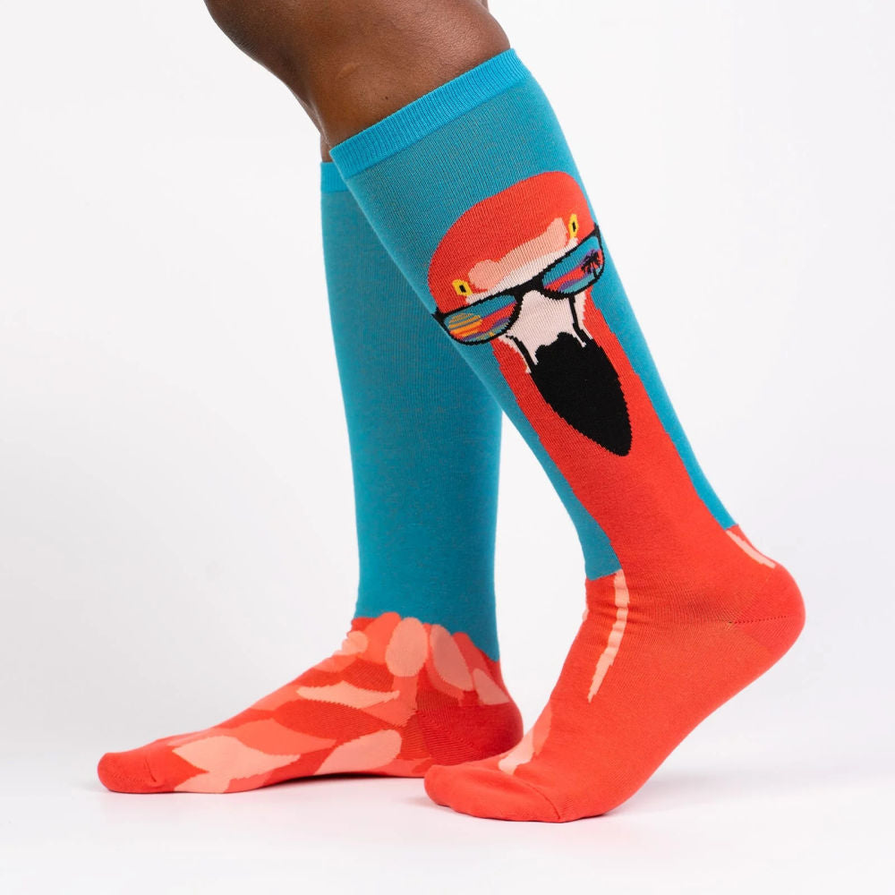 Fun Knee High Socks for Women - Sock It To Me Ready To Flamingle Design - Perfect for Costumes, Gifts & Everyday Wear