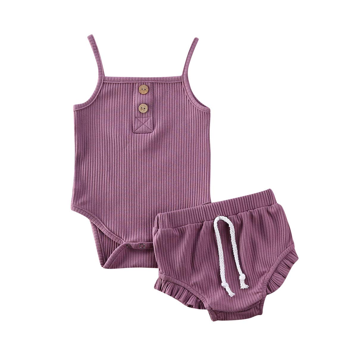 Newborn Baby Girl Ribbed Tank Top Romper & Bloomers Set - Cute Summer Outfit for Infants | Perfect for Playtime, Photos & Special Occasions