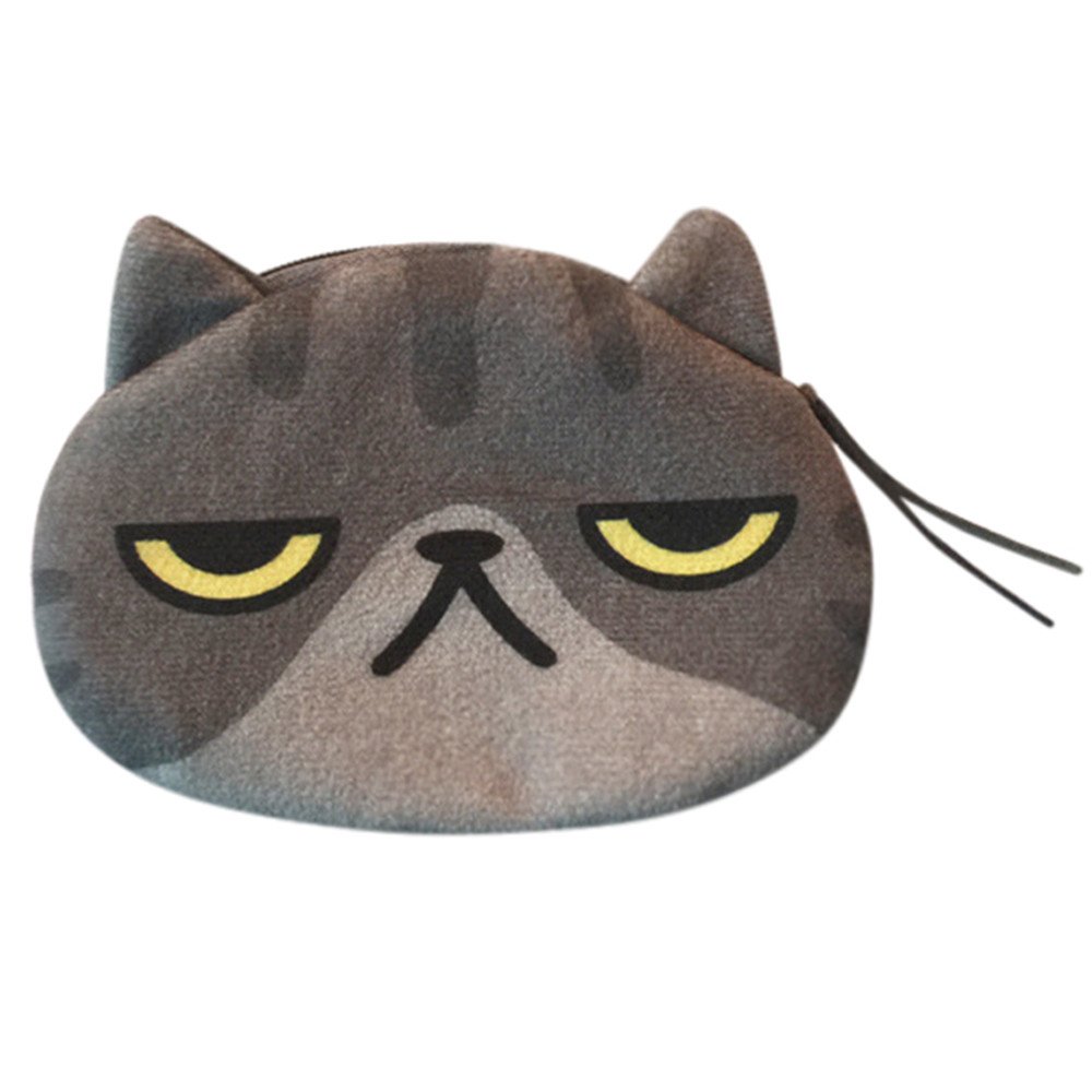 Cute Cat Face Plush Coin Purse for Women - Small Wallet with Zipper for Change, Cards & Cash - Perfect for Everyday Use, Gifts & Travel Accessories