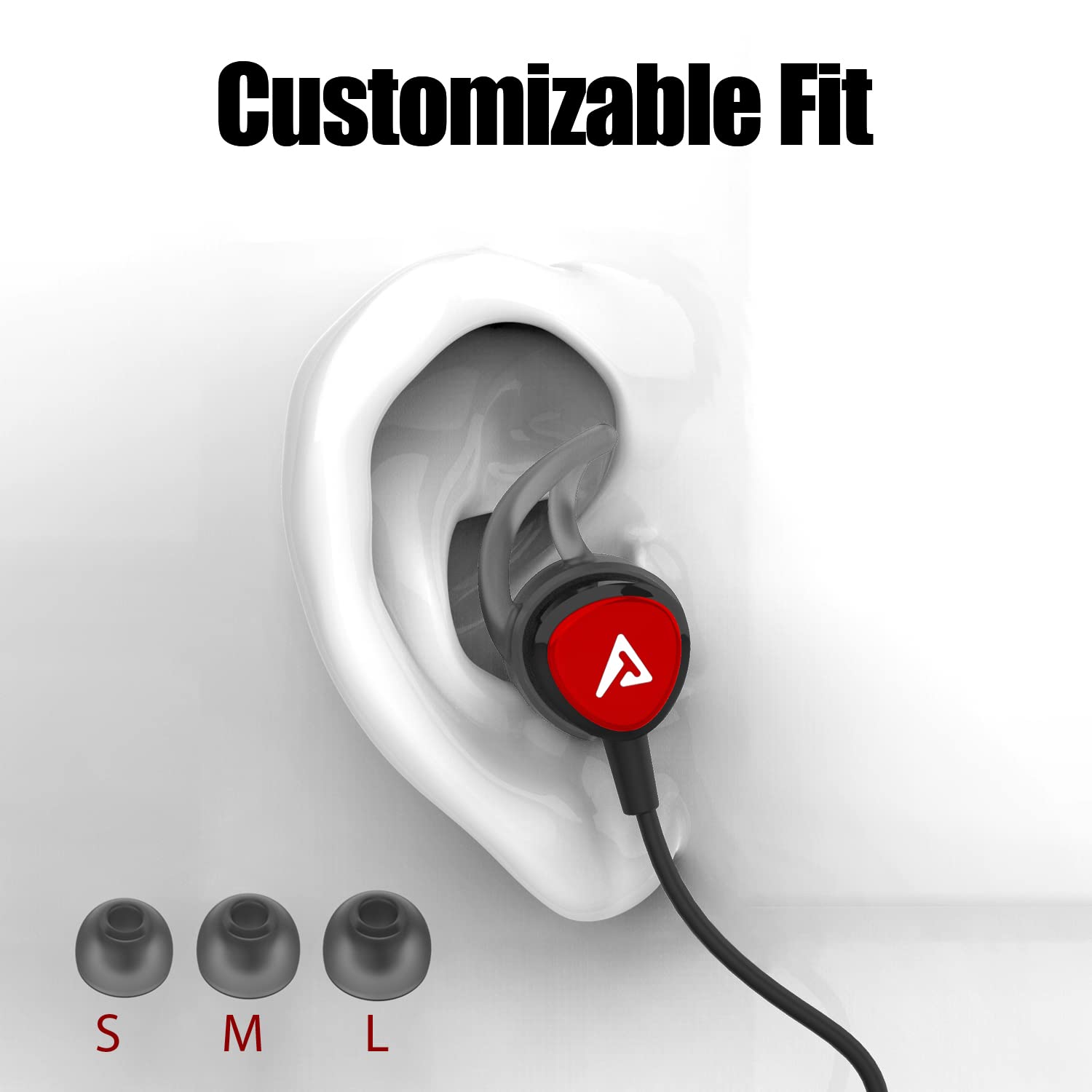 USB C Headphones with Microphone - Magnetic Wired Earphones Type C, Volume Control, Compatible with Google Pixel, Samsung, OnePlus, Sony, MacBook (Black & Red) - Perfect for Workouts, Commuting & Gaming
