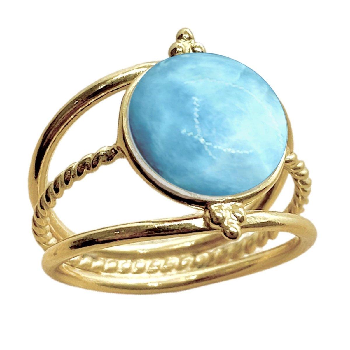 Laihas Free Spirit Gold Larimar Ring – Elegant Handmade Jewelry for Women, Perfect for Boho Style & Everyday Wear