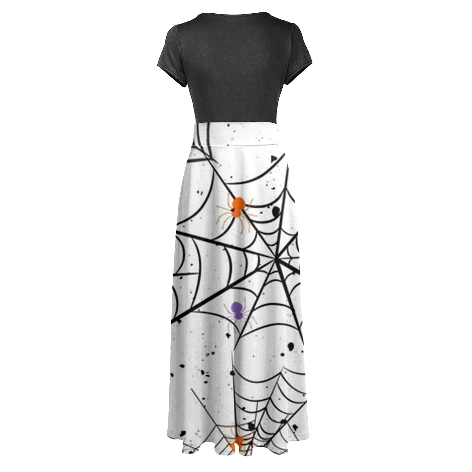 Yihaojia Women's Halloween Print Maxi Dress - Short Sleeve Plus Size Loose Fit Casual Sundress for Beach, Party & Everyday Wear | Amazon Prime Deals & Warehouse Discounts
