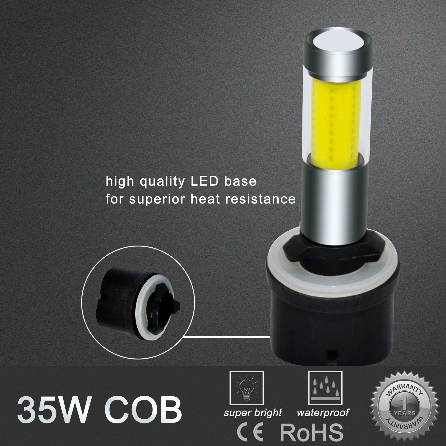 Alla Lighting Xtreme Super Bright 899 880 LED Fog Light Bulbs - High Power COB Universal 892 880 LED Bulb Replacement - 3000K Amber Yellow - Perfect for Off-Road, Trucks & SUVs in Foggy Conditions