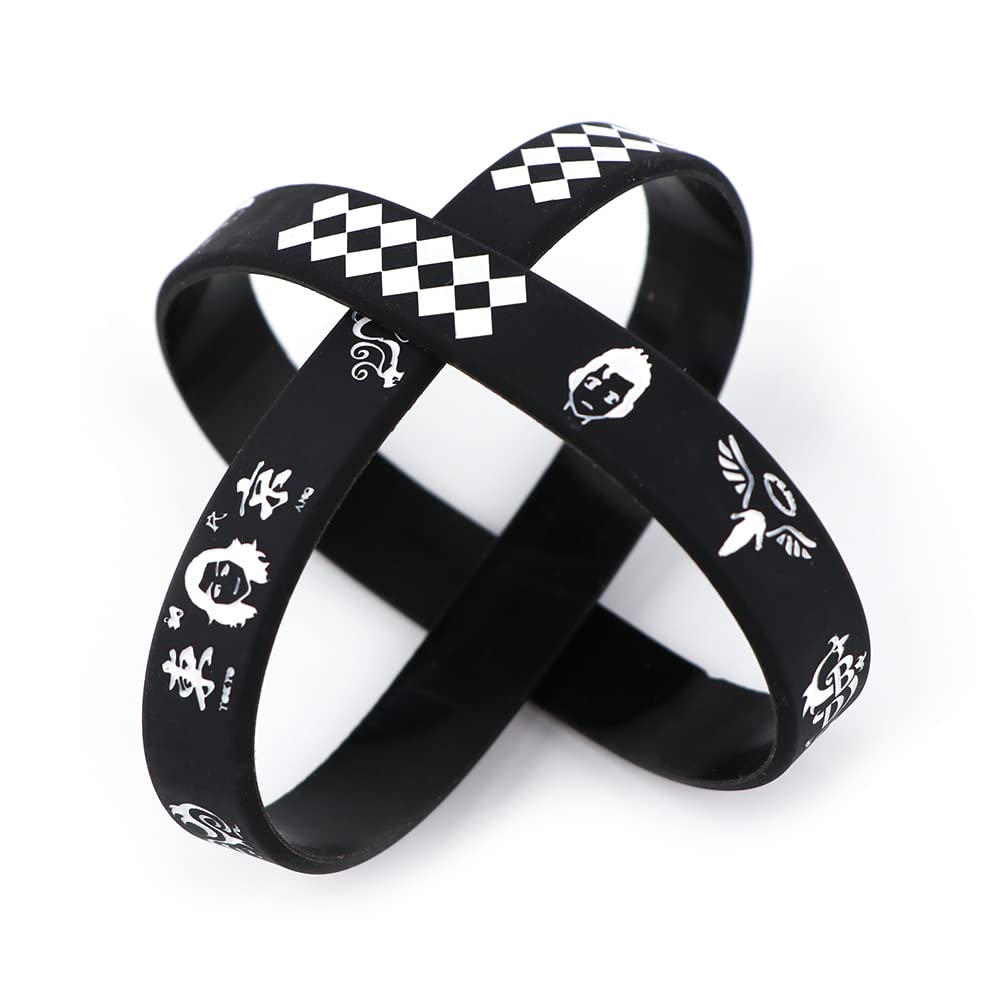 2 Pack Kawaii Anime Black Silicone Bracelets for Girls & Boys - Trendy Japanese Anime Themed Rubber Bangle Wristbands, Unisex Sports Accessories, Perfect Birthday Gifts for Women & Men - Great for Cosplay, Anime Conventions, School Fashion and Daily Wear