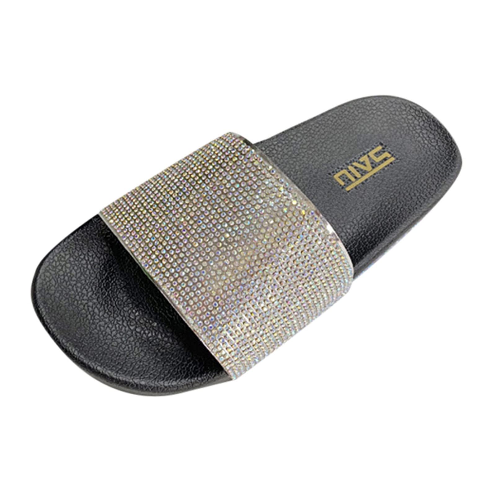 Sparkly Rhinestone Women's Slippers with Thick Sole - Comfortable House Shoes for Women, Perfect for Indoor Relaxation & Lounge Wear