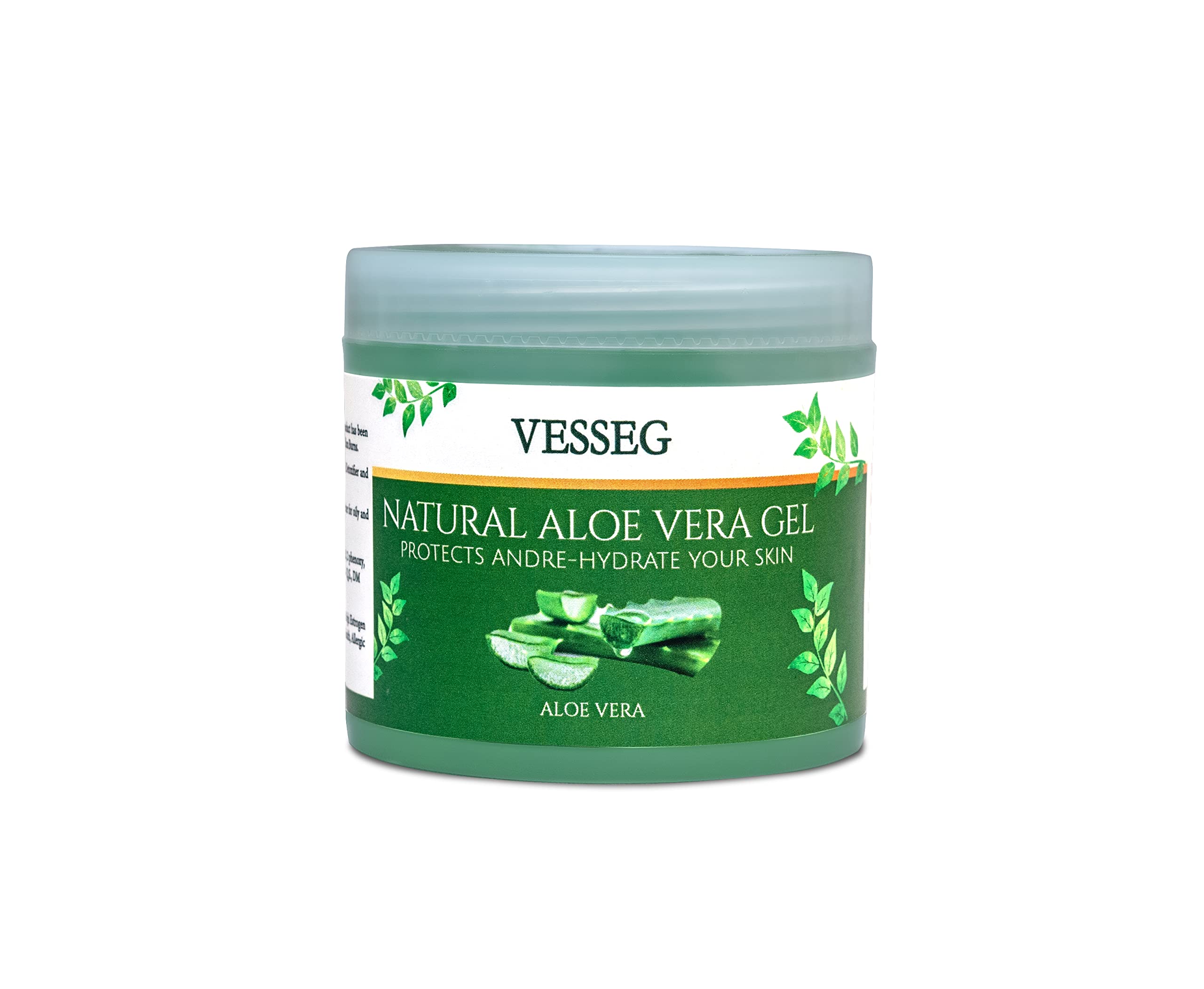 VESSEG Natural Aloe Vera Gel for Skin Protection & Hydration | Paraben-Free Moisturizer (100g) | Perfect for Sunburn Relief, Dry Skin Care & After-Shave Soothing
