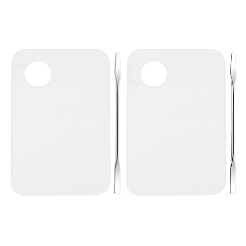KALLORY Professional Makeup Vanity Set - 2 Sets Makeup Mixing Spatulas & Manicure Color Mixing Plate Tray - Beauty Accessories Kit for Makeup Artists & Nail Salon Use at Home or Professional Studio