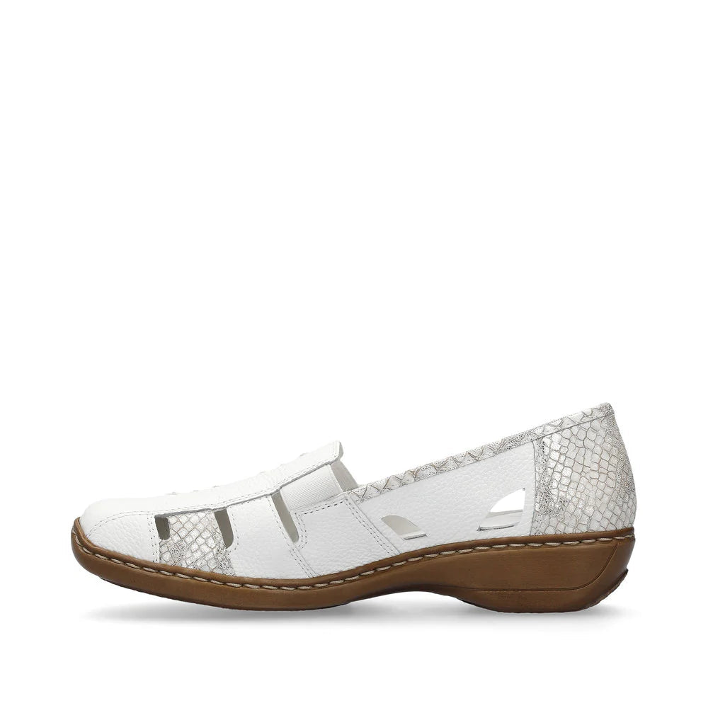 Rieker 41385 White Women's Comfort Shoes - Stylish & Lightweight for Work, Walking & Everyday Wear