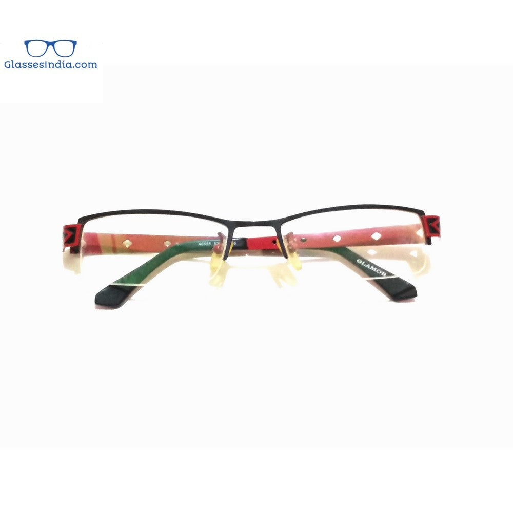 Blue Light Blocking Computer Glasses for Women - Red Supra Half Rimless Anti Eye Strain Glasses (A0558) - Perfect for Office Work, Gaming & Screen Time Protection