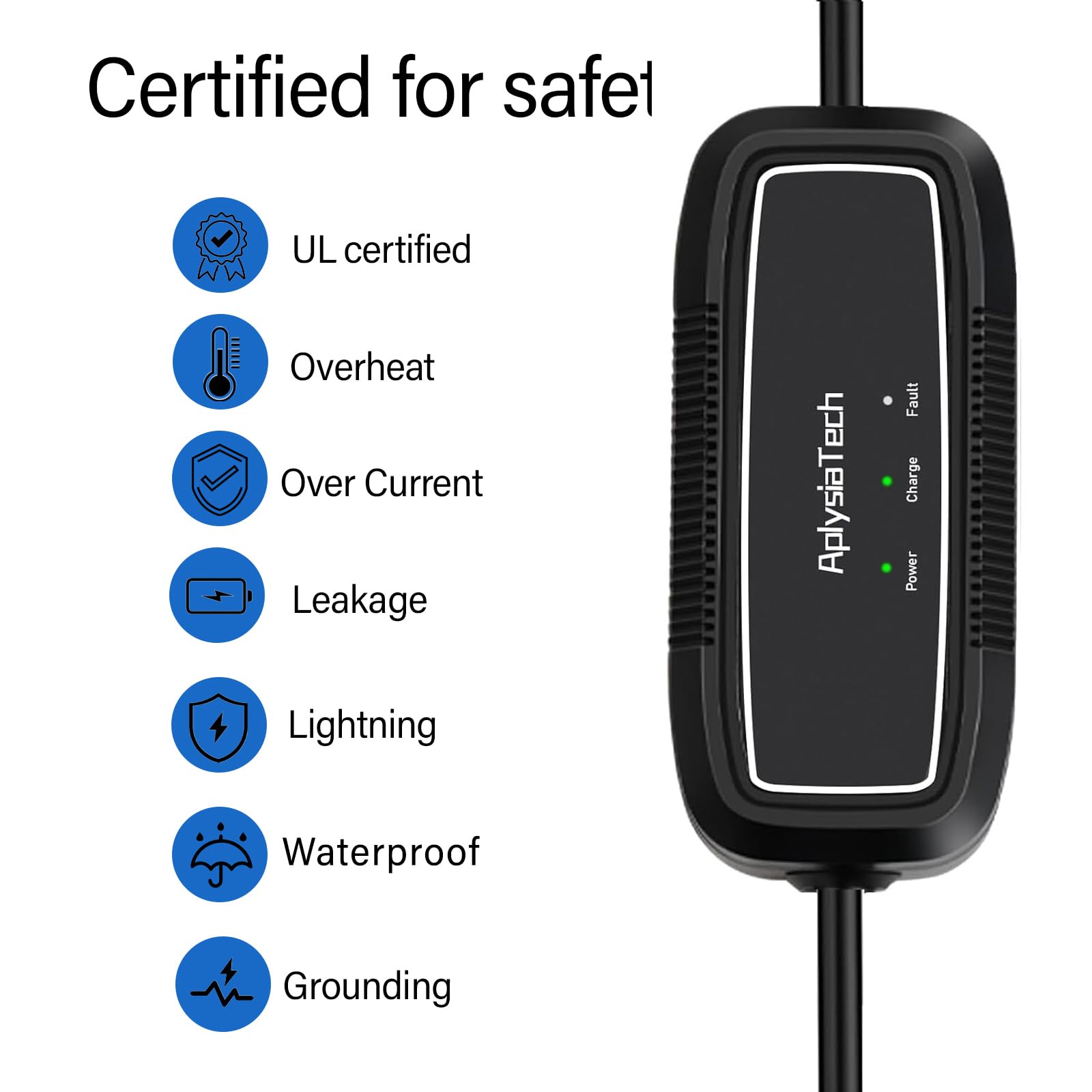 Level 1 & 2 EV Charger - 16Amp 110-240V Portable SAE J1772 Electric Vehicle Charger | NEMA 6-20 Plug with 21ft Cable | Home & Travel Charging Station for Tesla (Adapter Required) & Other EVs | Perfect for Garage, Road Trips & Emergency Charging