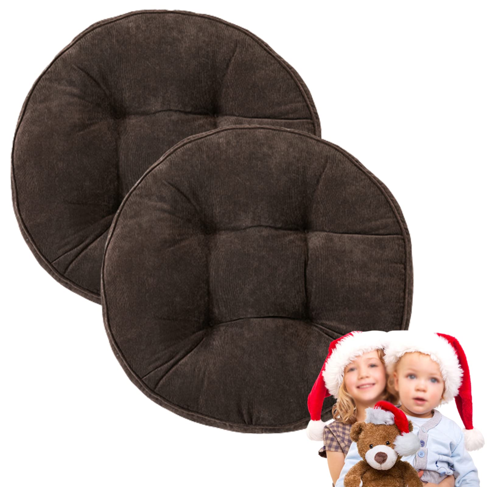 Round Floor Pillows Set of 2 - 21 Inch Meditation Cushions for Yoga, Living Room, Balcony & Outdoor Seating - Comfortable Sofa Chair Pads (Coffee Color) - Perfect for Relaxation, Meditation & Cozy Home Decor