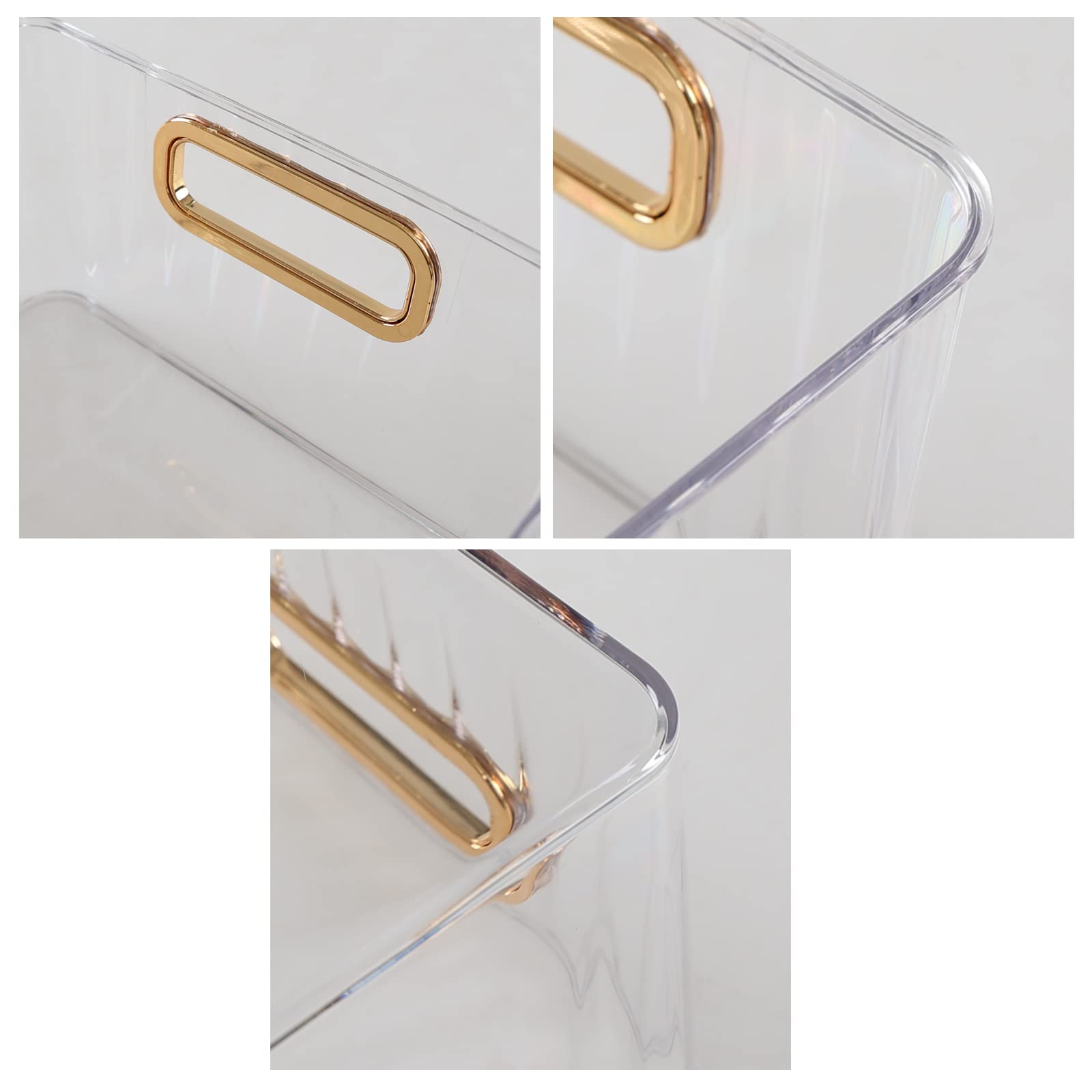 Ortodayes Clear Pantry Organizer Baskets with Handles - Set of 4 for Kitchen Storage, Fridge Organization & Cabinet Decluttering | Perfect for Fruits, Vegetables, Snacks and Pantry Items