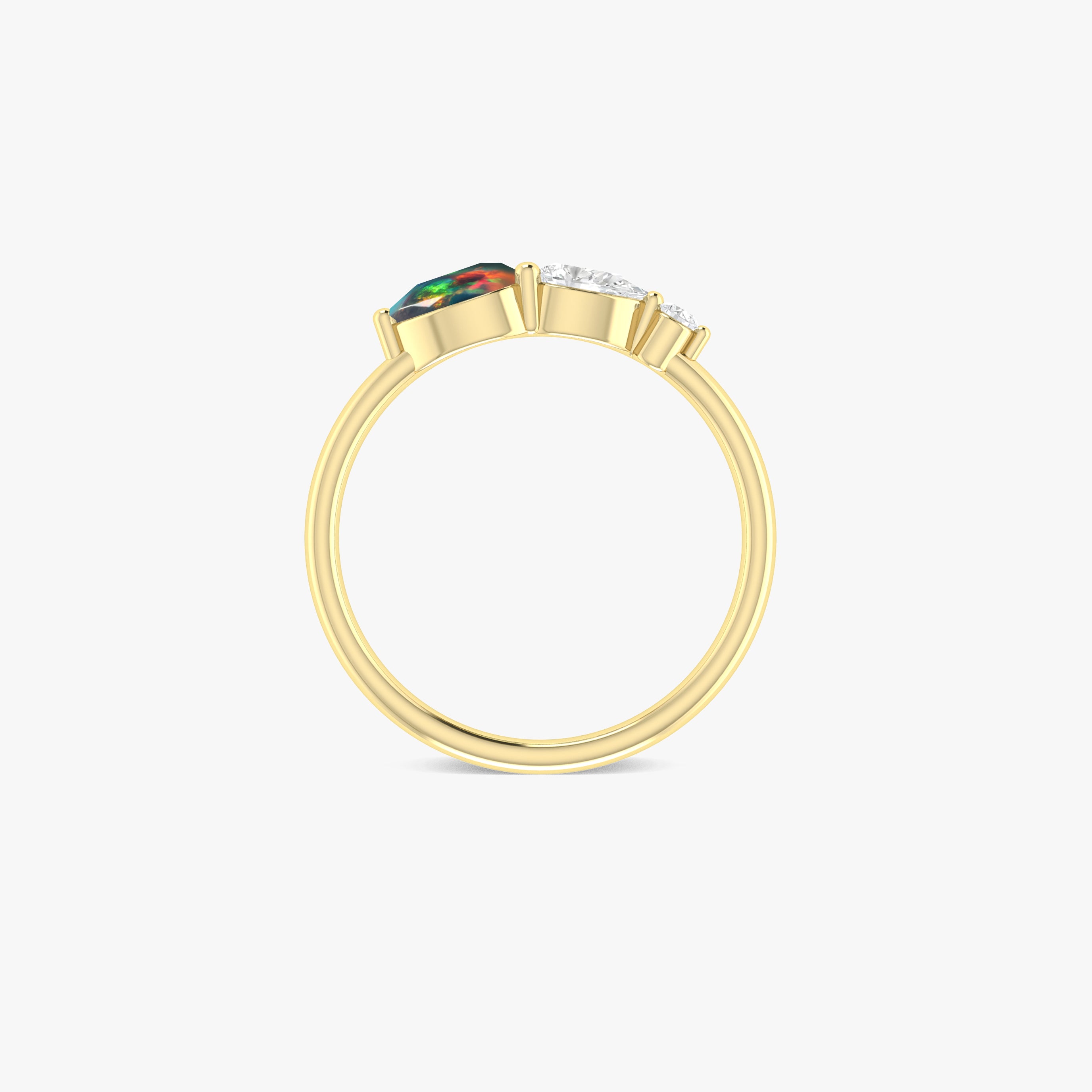 Black Fire Opal Pear Three Stone Ring - Elegant Sterling Silver Jewelry for Women | Perfect for Weddings, Anniversaries & Special Occasions