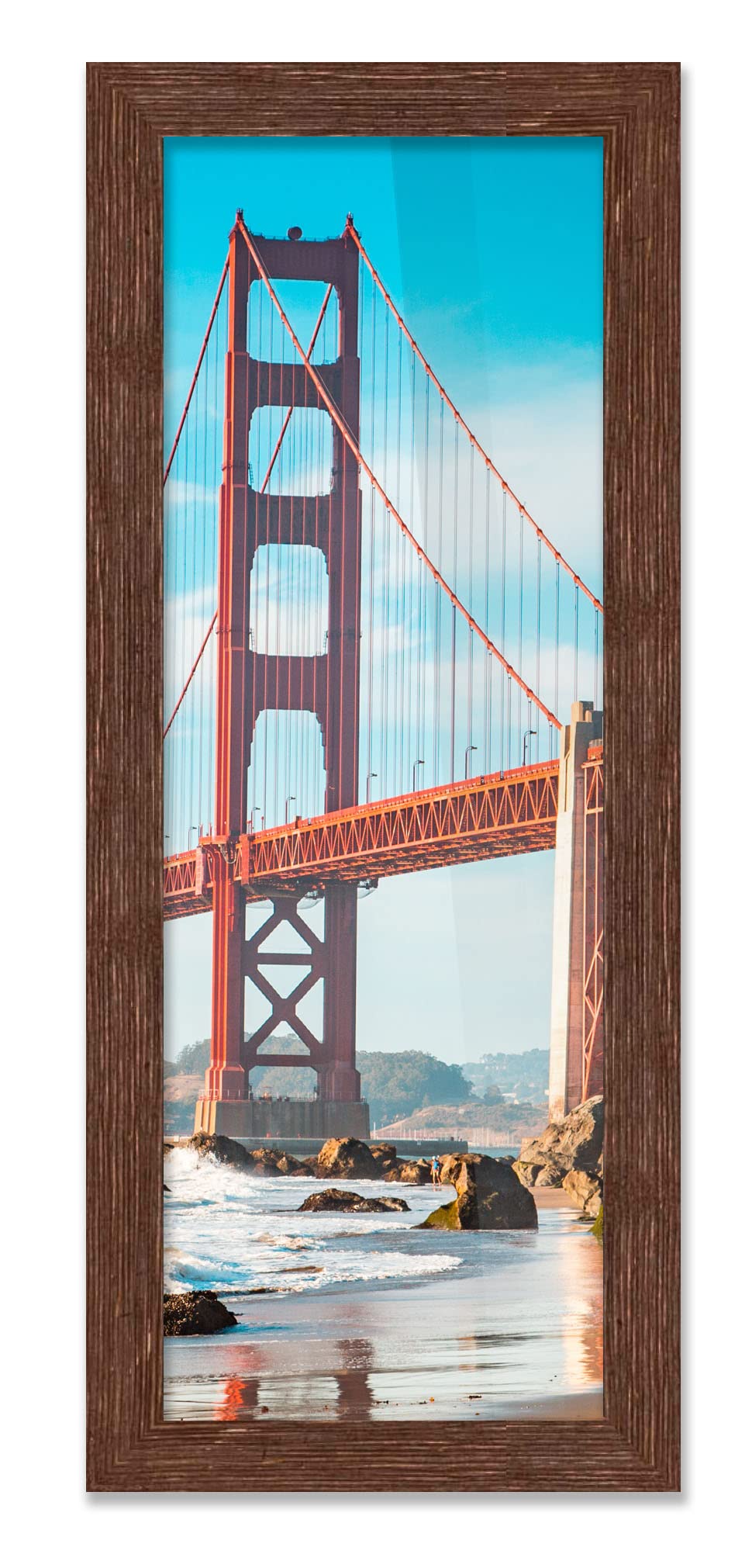 13x44 Brown Barnwood Picture Frame - Modern Wood Photo Frame with UV Acrylic Shatter Guard & Acid-Free Backing - Perfect for Family Photos, Wall Decor, Living Room, Bedroom & Office Display