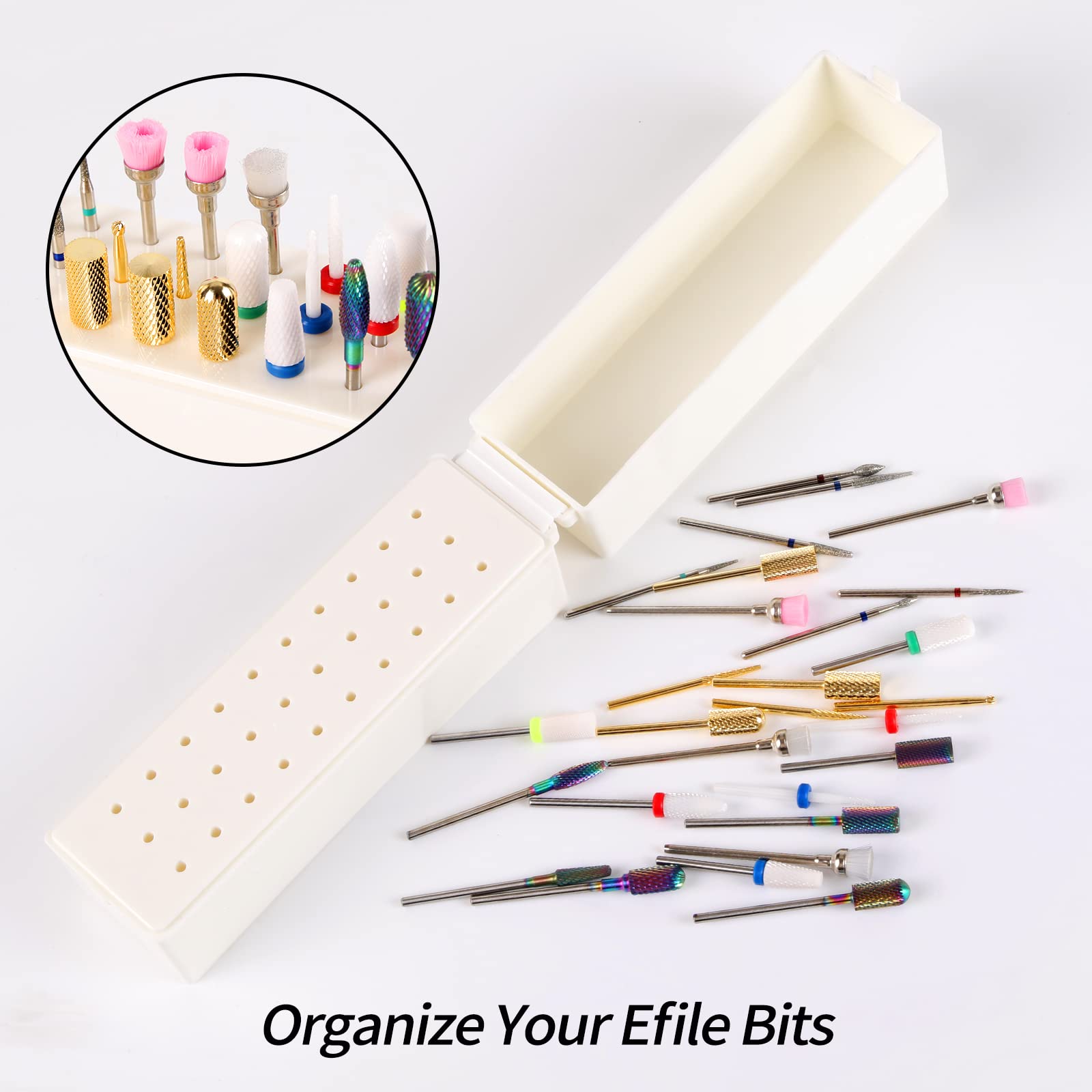 30-Hole Dustproof Nail Drill Bit Holder Organizer Case for Acrylic Nail Efile Bits - Professional Manicure Tool Storage Container (Bits Not Included) | Perfect for Salon, Home & Travel Nail Art Organization