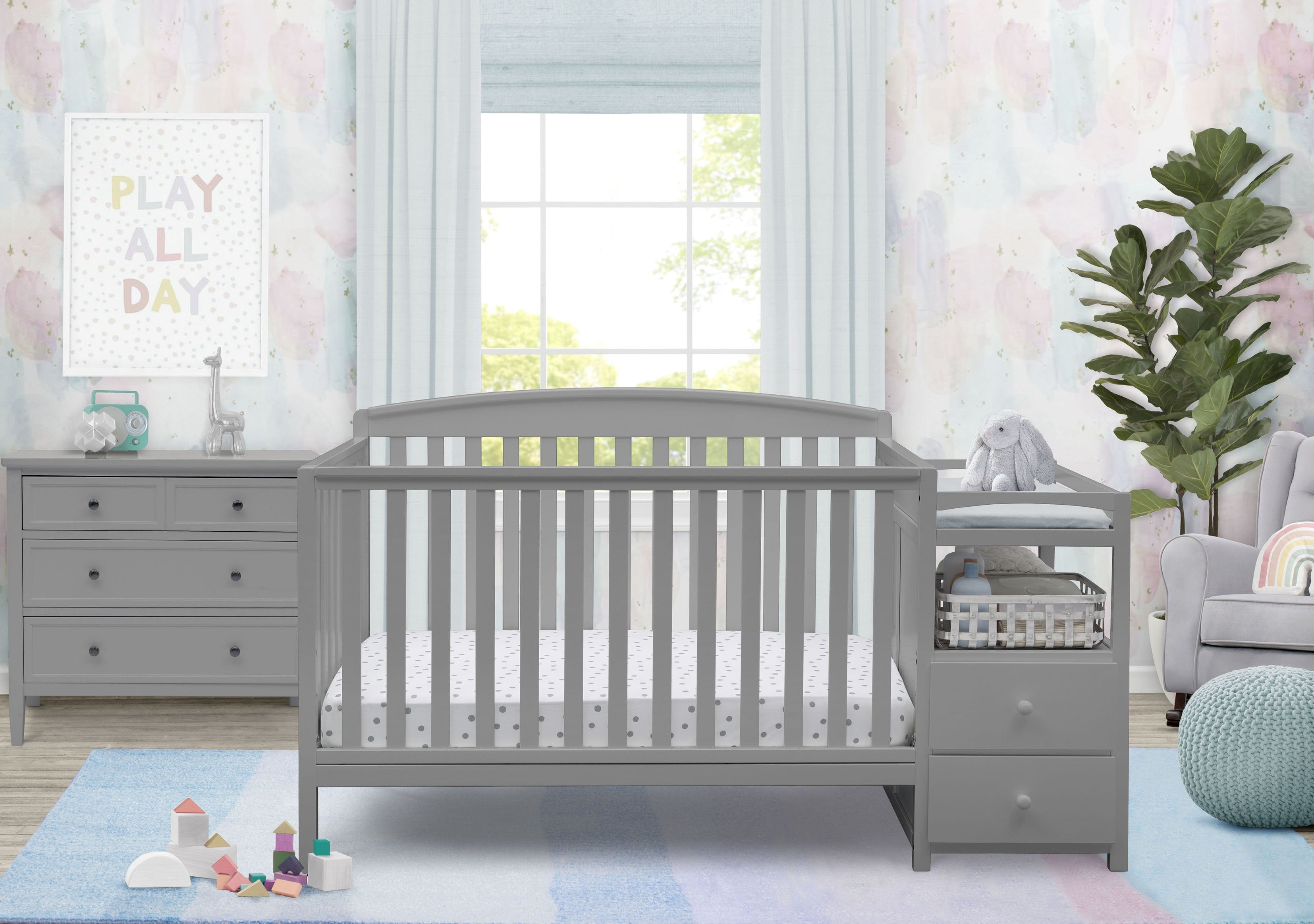 Royal Convertible Crib and Changer - 3-in-1 Baby Nursery Furniture Set with Toddler Bed & Dresser | Safe, Durable & Space-Saving for Newborns to Kids | Perfect for Nursery Rooms, Daycare Centers & Small Spaces