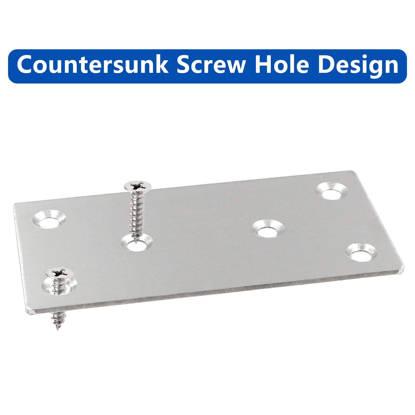 BokWin 4Pcs Heavy Duty Stainless Steel Mending Plates 100x50x2mm - Straight Metal Brace Repair Bracket with Screws for Wood Furniture, Shelves, Cabinets | DIY Home Improvement & Woodworking Projects