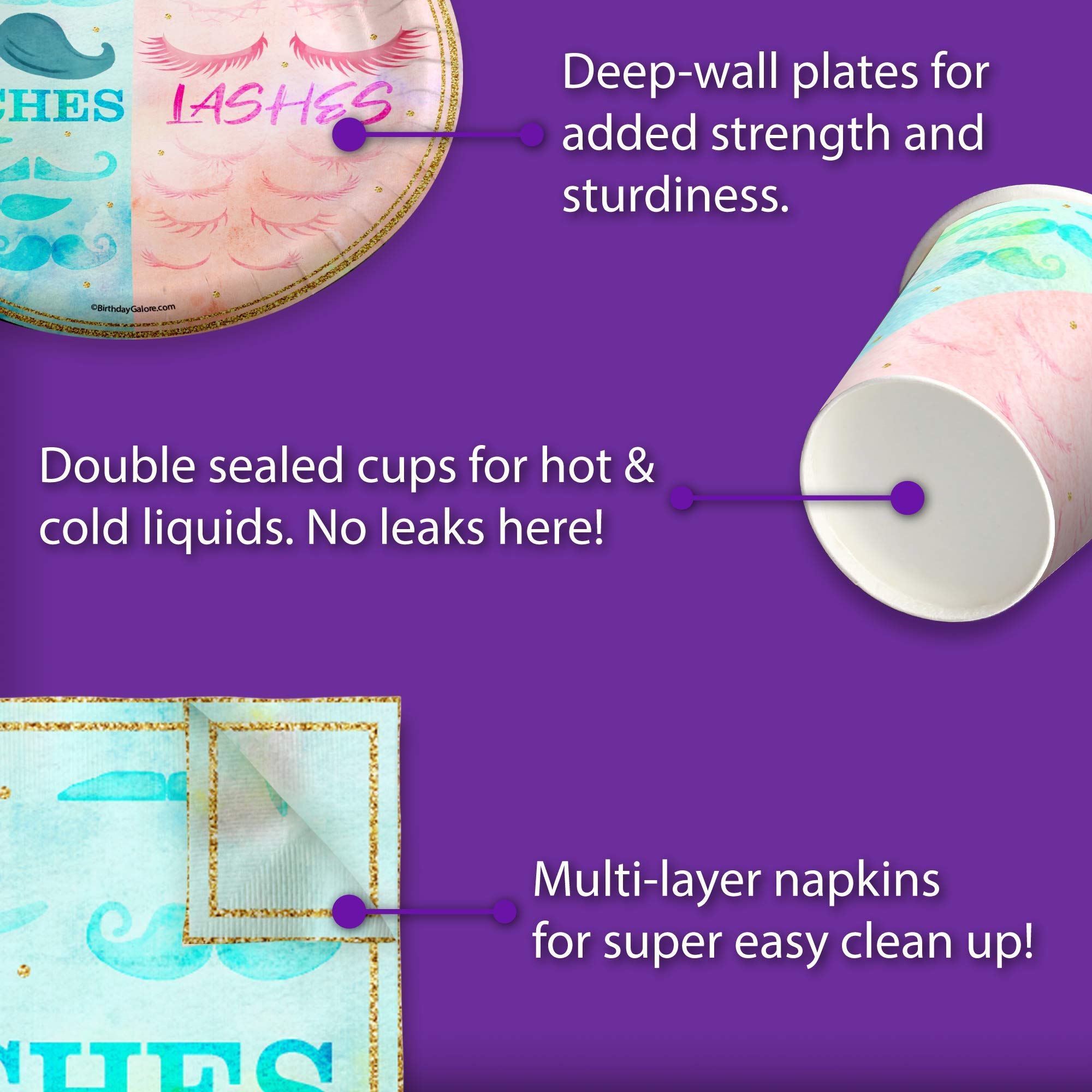 Gender Reveal Party Supplies Set - 16-Piece Tableware Kit with Plates, Napkins & Cups for Baby Shower Decorations | Perfect for Gender Reveal Parties, Baby Showers & Celebrations