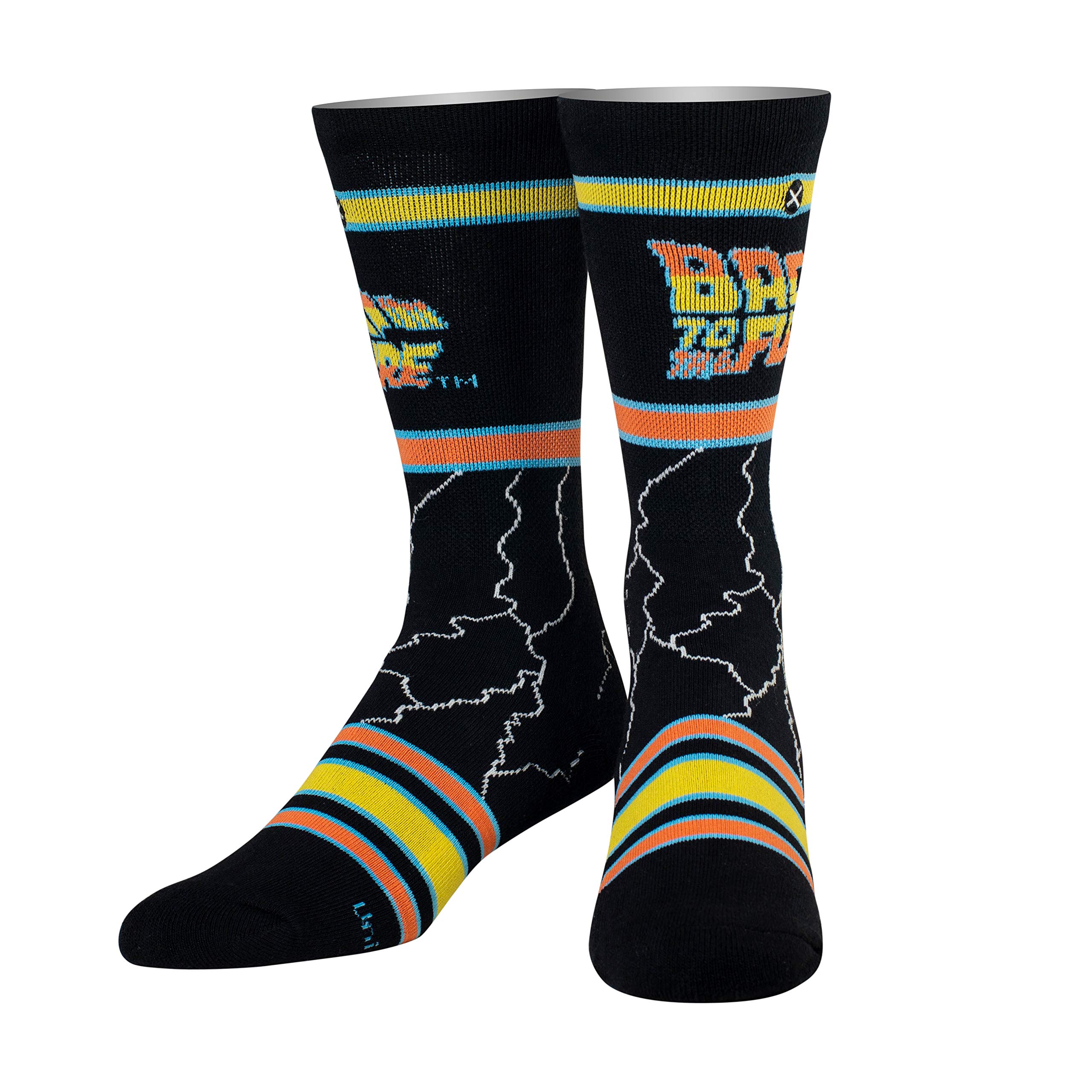 Odd Sox Back To The Future Retro 80s Men's Crew Socks with Lightning Design - Large Size - Funny Novelty Socks for Movie Fans & 80s Nostalgia Lovers - Perfect Gift for Sci-Fi Enthusiasts & Casual Wear