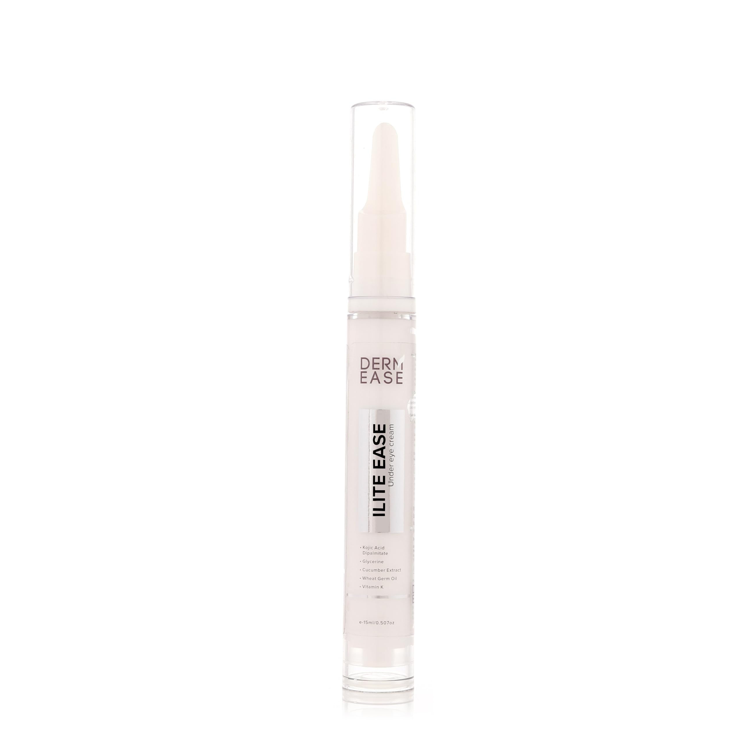 Derm Ease Ilite Ease Under Eye Cream for Dark Circles & Wrinkles - Kojic Acid, Cucumber Extract & Wheat Germ Oil (15ml) | Brightening & Anti-Aging Treatment for Puffy Eyes & Fine Lines | Perfect for Night Routine & Travel Skincare