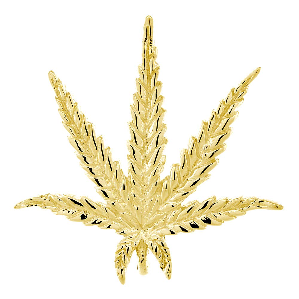 14K Yellow Gold 33mm Marijuana Leaf Charm Pendant - Perfect for Necklaces, Bracelets & Boho Jewelry Making