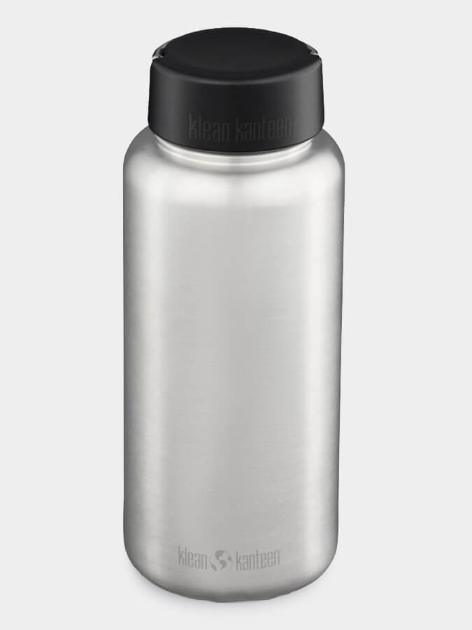 Klean Kanteen 40oz (1182ml) Wide Mouth Stainless Steel Water Bottle with Loop Cap - Leak Proof, BPA Free for Hiking, Gym & Outdoor Activities