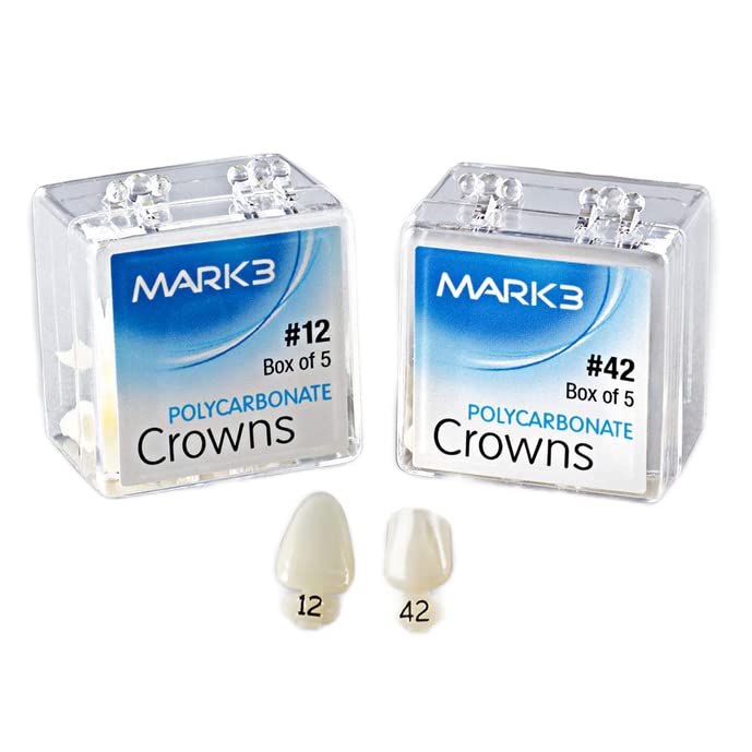 Dental Polycarbonate Temporary Crowns for Anterior & Bicuspid Teeth - 5 Pack (102) - Perfect for Dental Offices, Emergency Tooth Repair & Cosmetic Dentistry Procedures