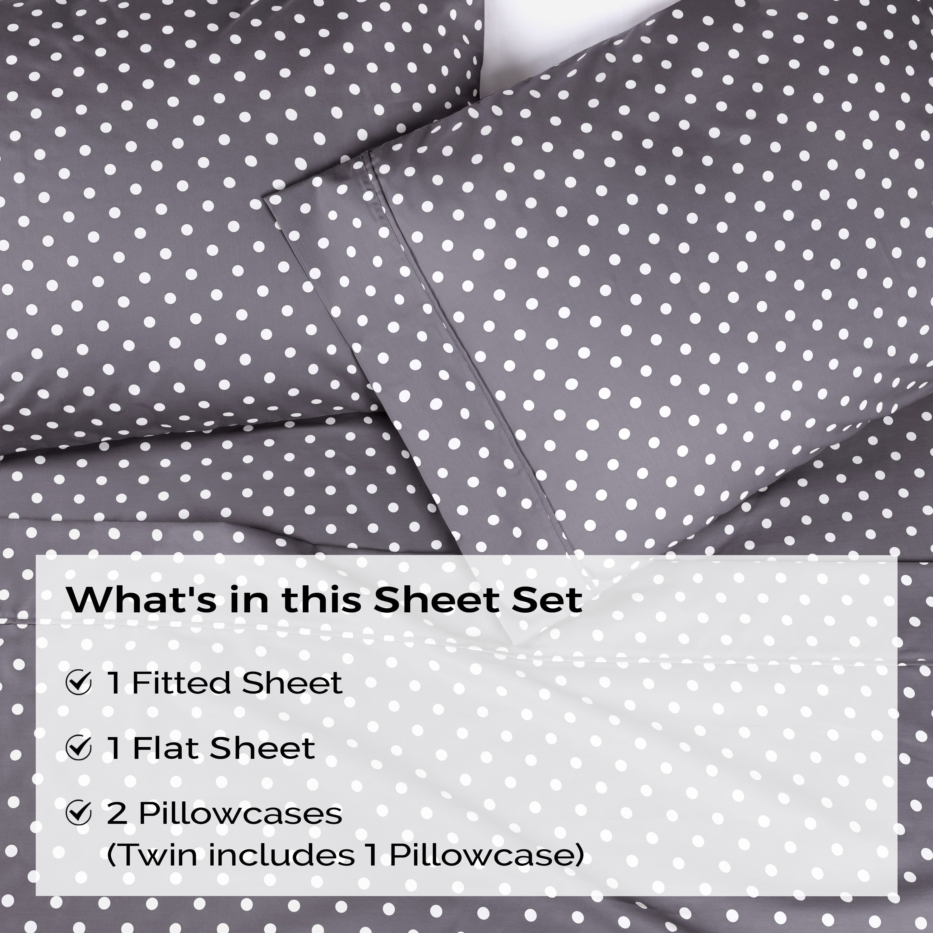 Polka Dot 600 Thread Count Cotton Blend Deep Pocket Sheet Set - Queen Size Bed Sheets for Comfortable Sleep - Perfect for Master Bedroom, Guest Room & Dorm