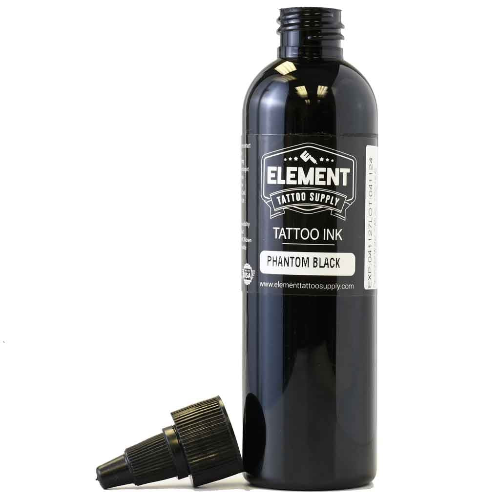 PHANTOM Black Professional Tattoo Ink - 2X Concentrated High Pigment Tattoo Ink for Artists - Perfect for Black & Grey Tattoos, Cover Ups & Fine Line Work