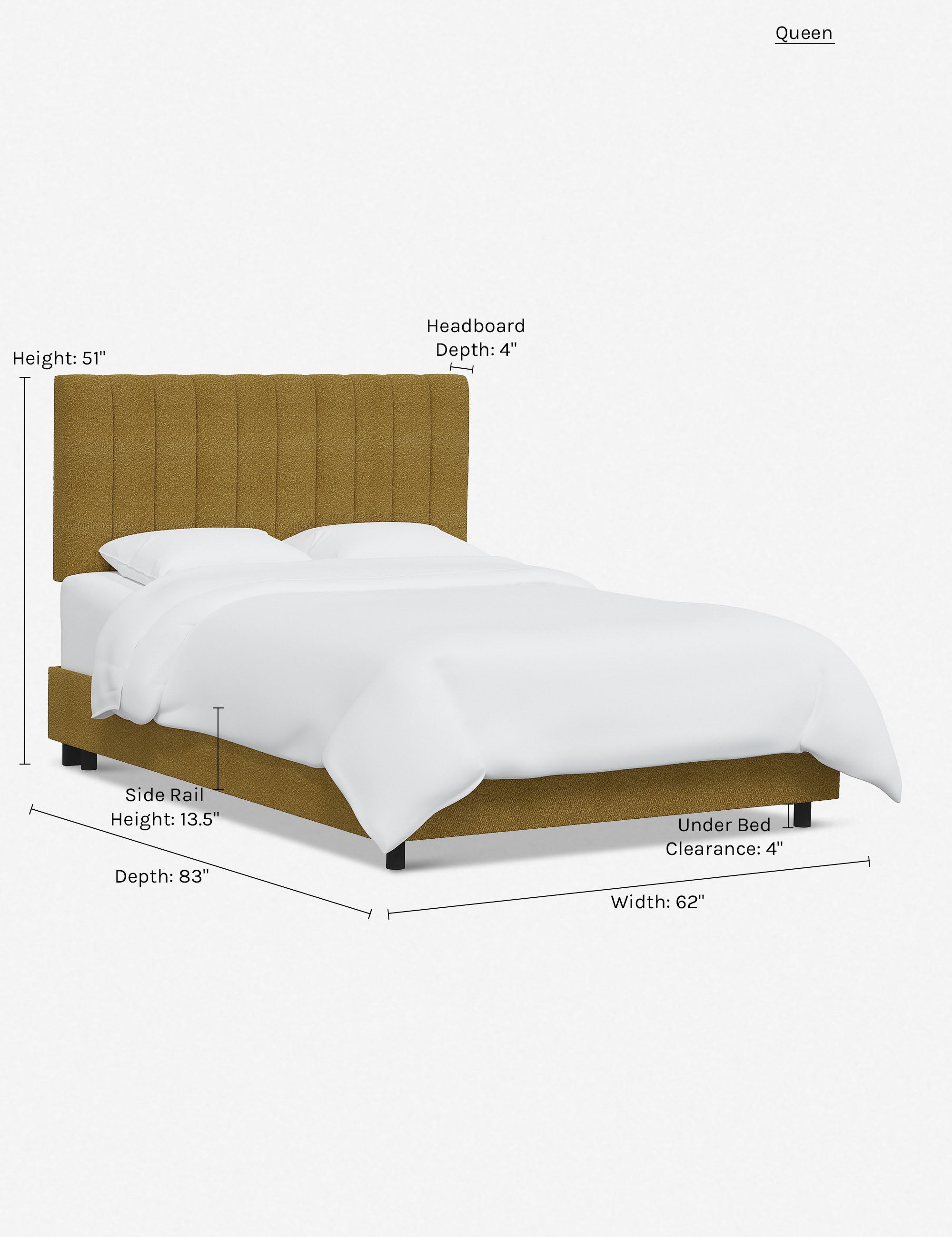 Stylish and Comfortable Aliyah Bed - Queen Size Platform Bed Frame with Upholstered Headboard for Modern Bedrooms | Perfect for Master Bedroom, Guest Room, or Apartment