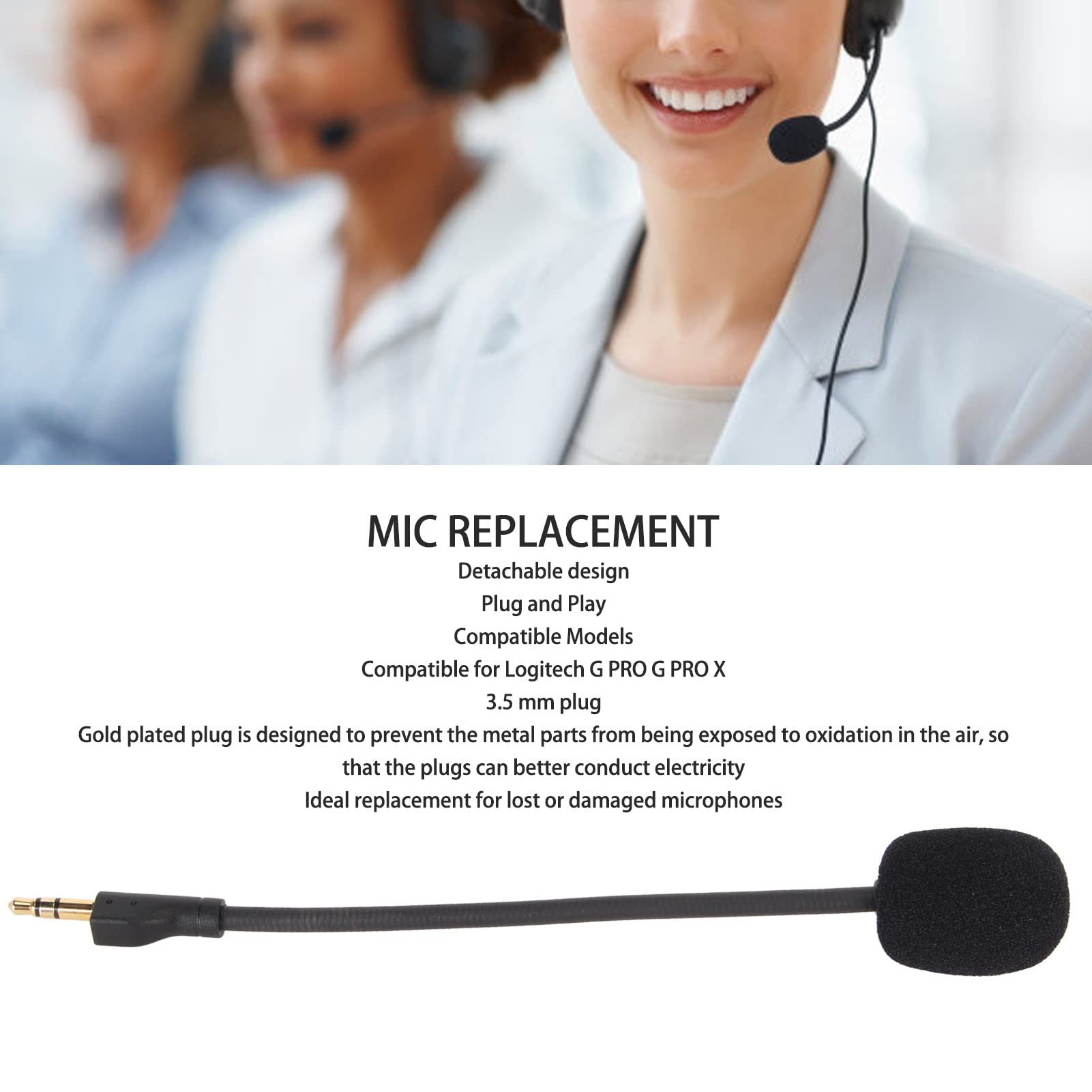 Replacement Gaming Microphone for Logitech G PRO & G PRO X Headset - Detachable 3.5mm Noise Cancelling Mic for PC, PS4, PS5 - Perfect for Streaming, Discord & Competitive Gaming