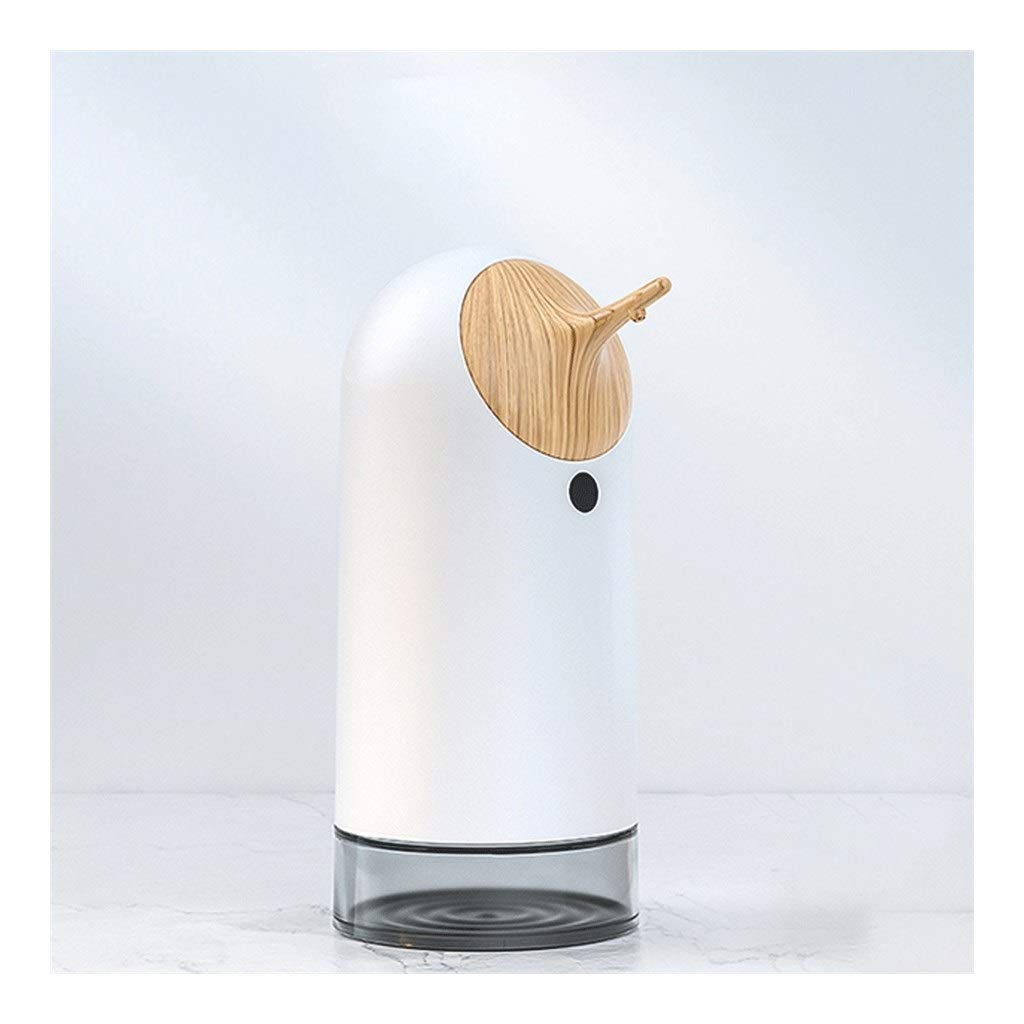 Automatic Foam Soap Dispenser - Touchless Infrared Motion Sensor, 10oz ABS Plastic Kitchen & Bathroom Soap Pump (White + Wood Grain) - Ideal for Hygienic Hand Washing in Homes, Restaurants, and Offices